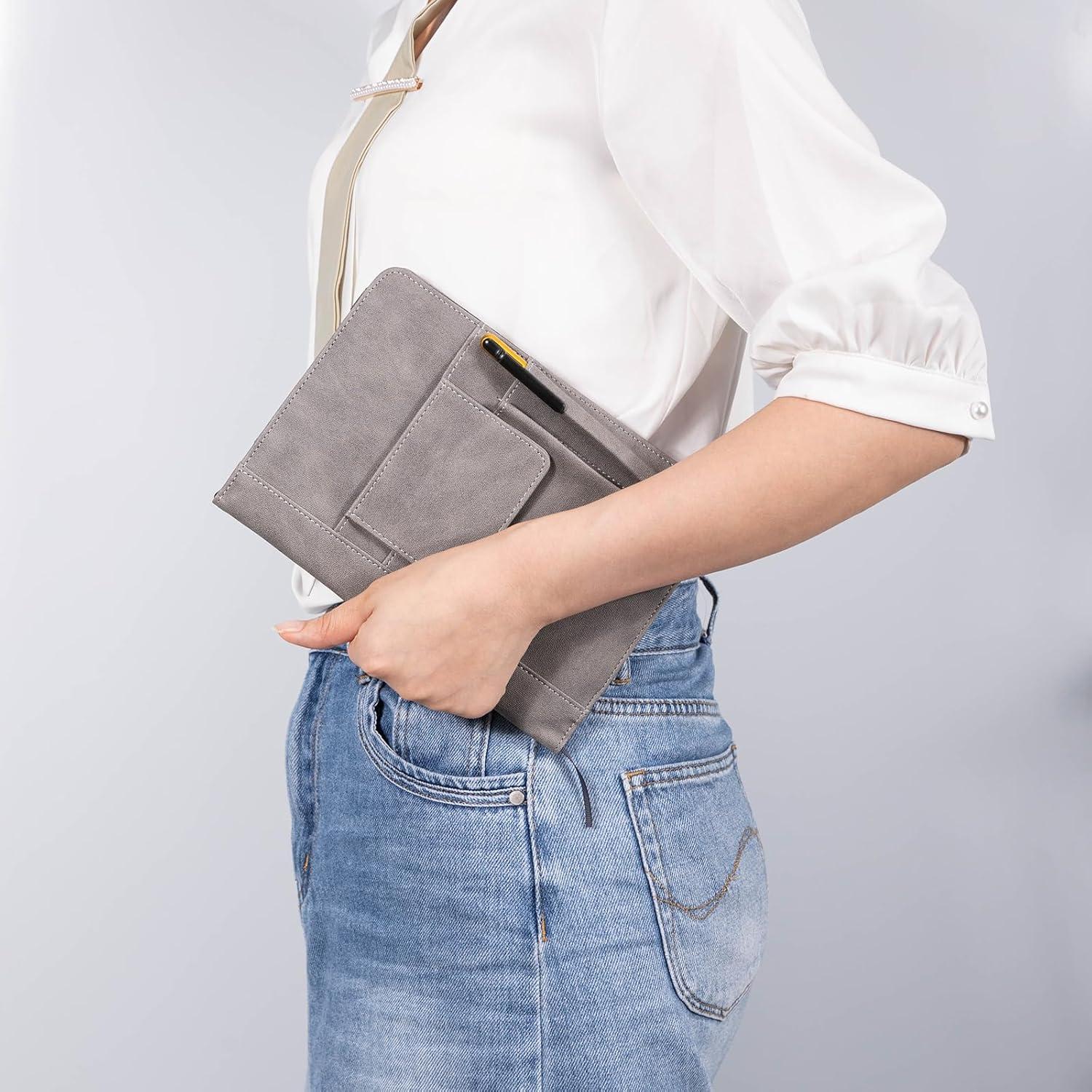 Cubierta de cuaderno APOFFICE S Gris con bolsillos y lazo