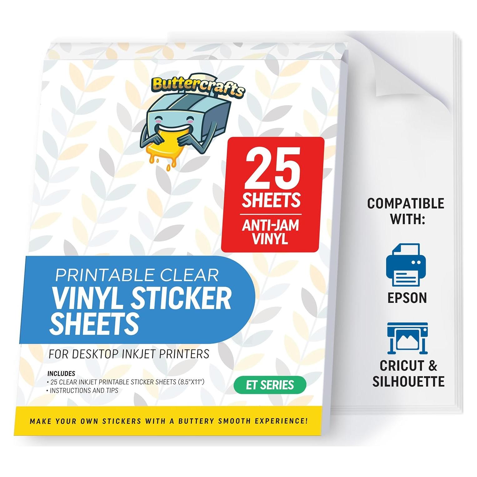 Papel de Etiquetas Imprimible Transparente Buttercrafts 25 Hojas 21.6x27.9 cm