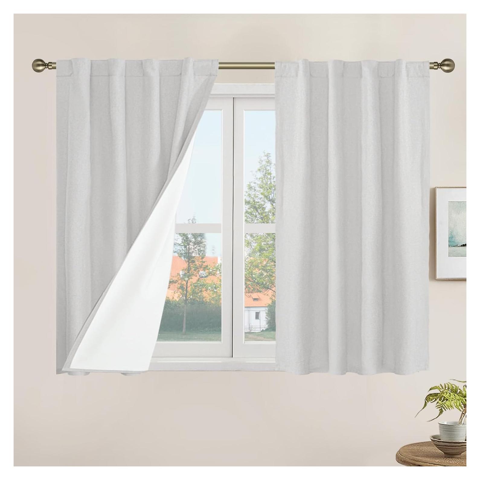 Cortinas Opacas de Lino LAMIT 86.36x101.6 cm Gris Claro - 2 Paneles
