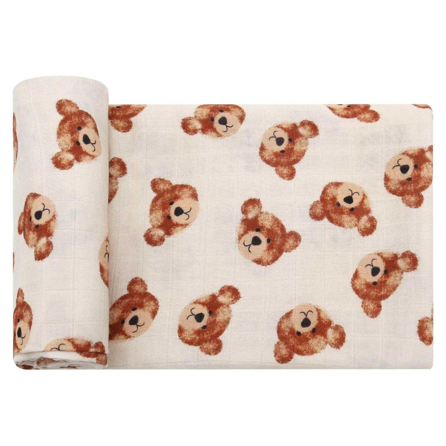 Manta de Muselina LifeTree Cabeza de Oso 120x120 cm