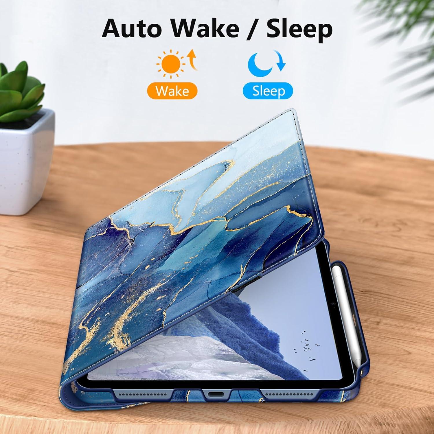 Funda Rotativa Fintie para iPad 11" y 10.9" - Mármol Oceánico