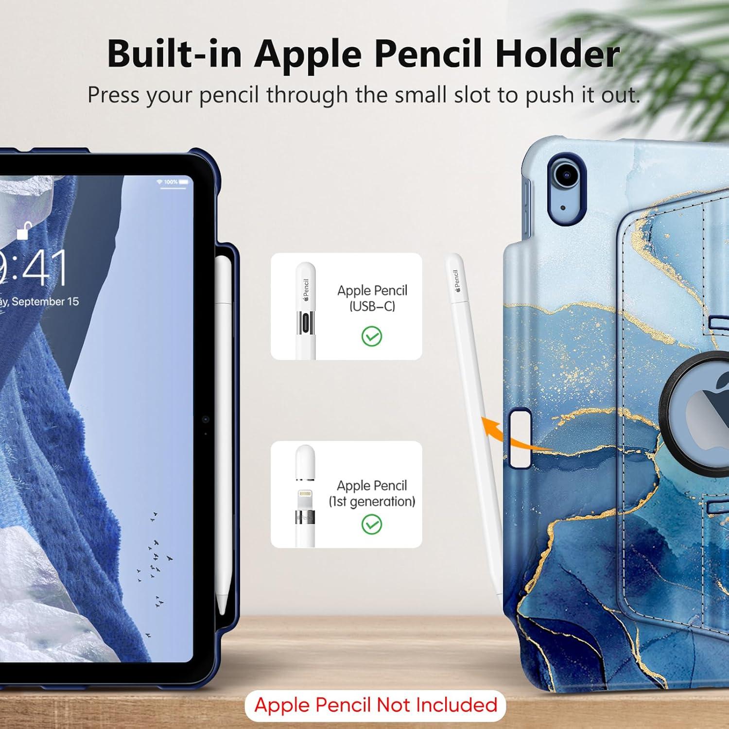 Funda Rotativa Fintie para iPad 11" y 10.9" - Mármol Oceánico