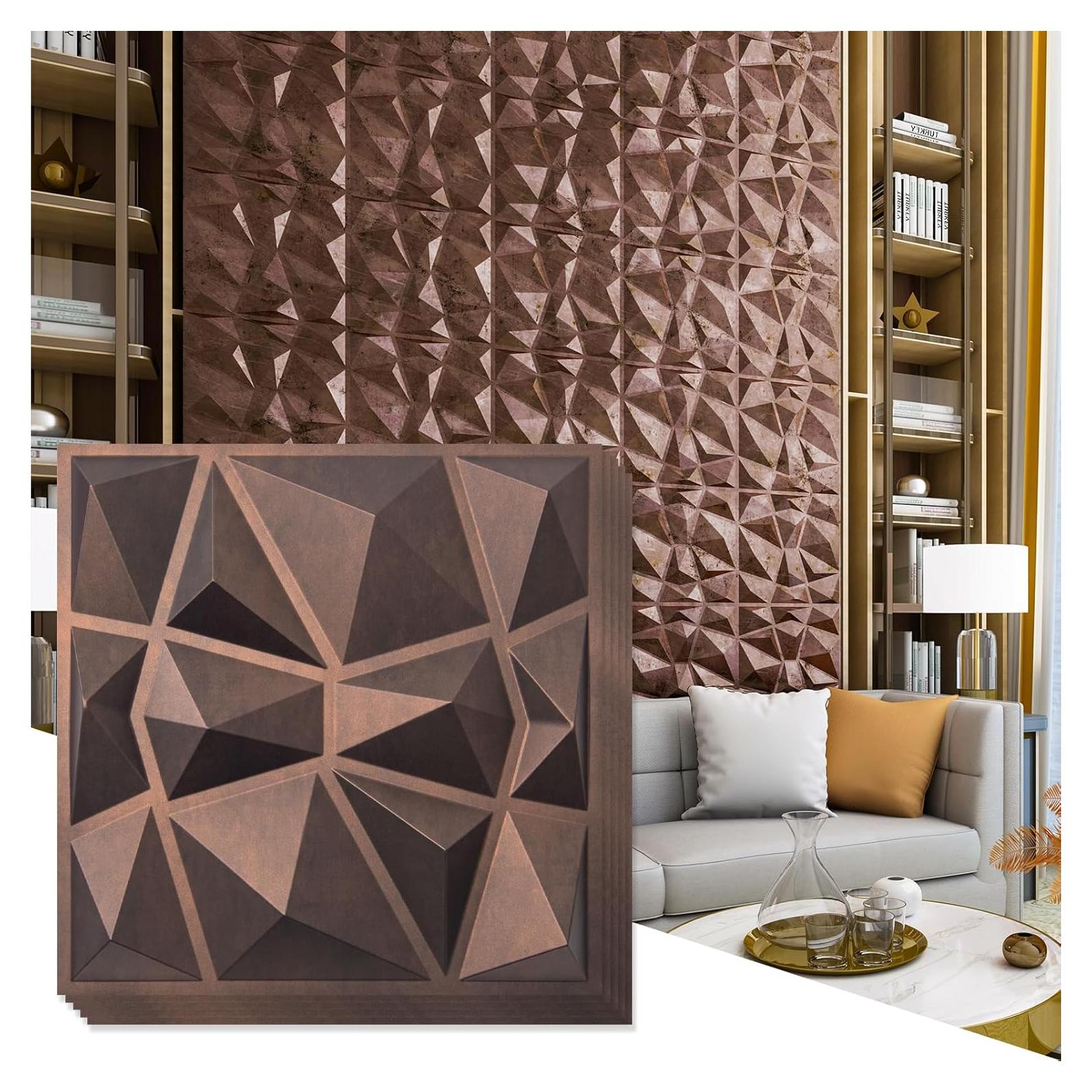 Paneles de Pared 3D Art3d Cobre Antiguo 33 Unidades 300x300mm