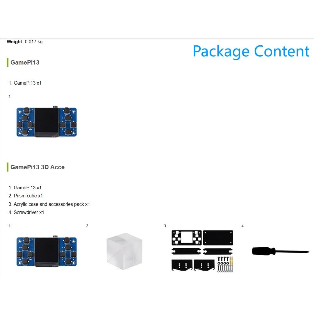 Consola de Juego LCD 1.3" GamePi13 para Raspberry Pi ST7789