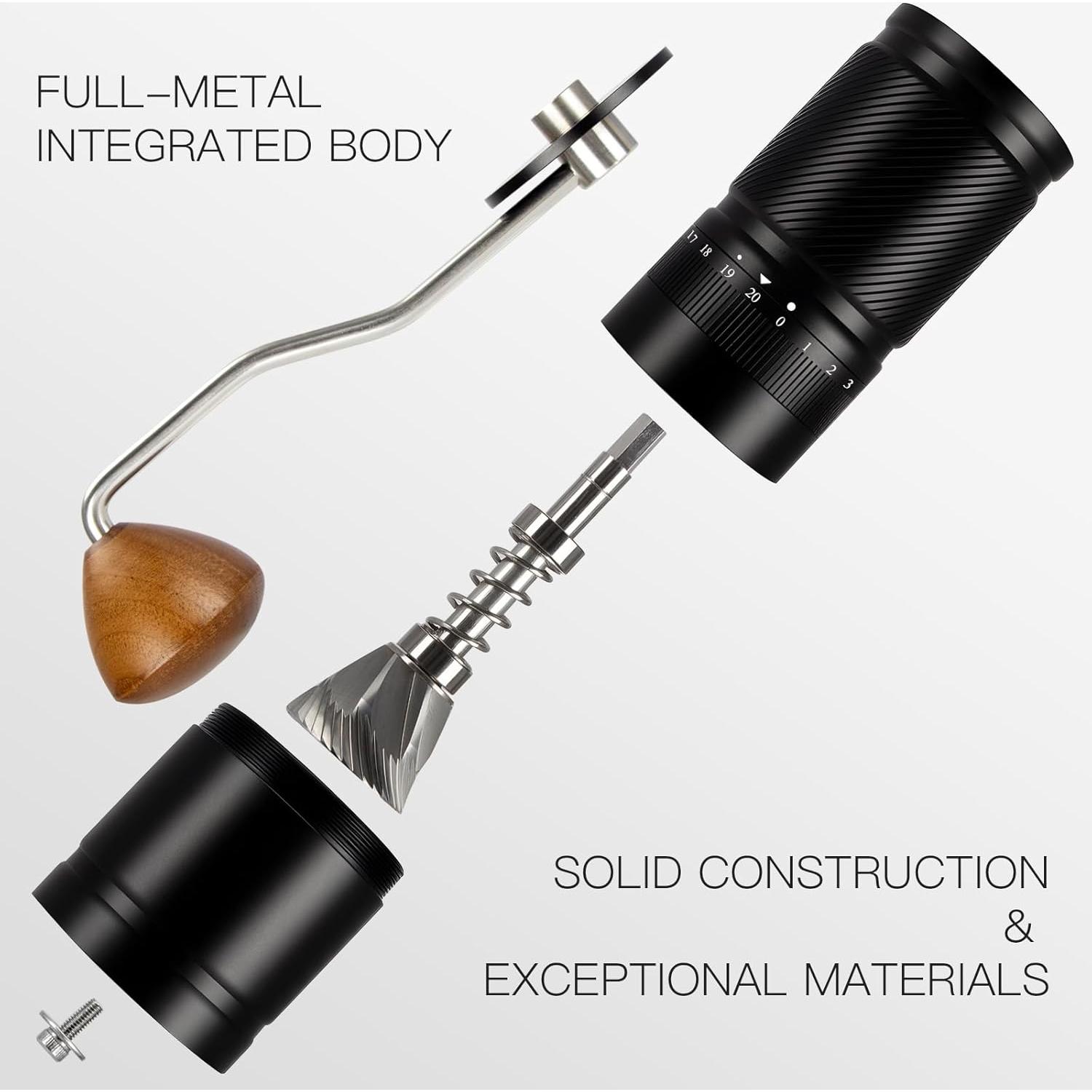 Molino de Café Manual DACLL Negro 30g Ajustable Acero Inoxidable