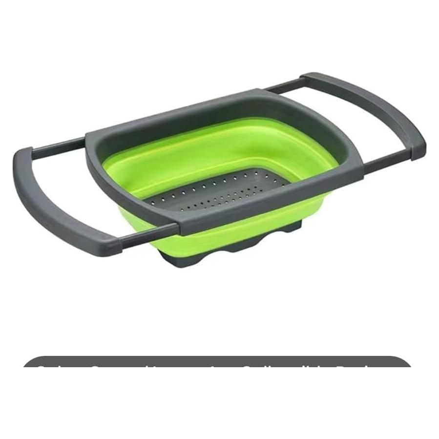 Colador Plegable Genérico Verde 9 Litros con Mangos Extensibles