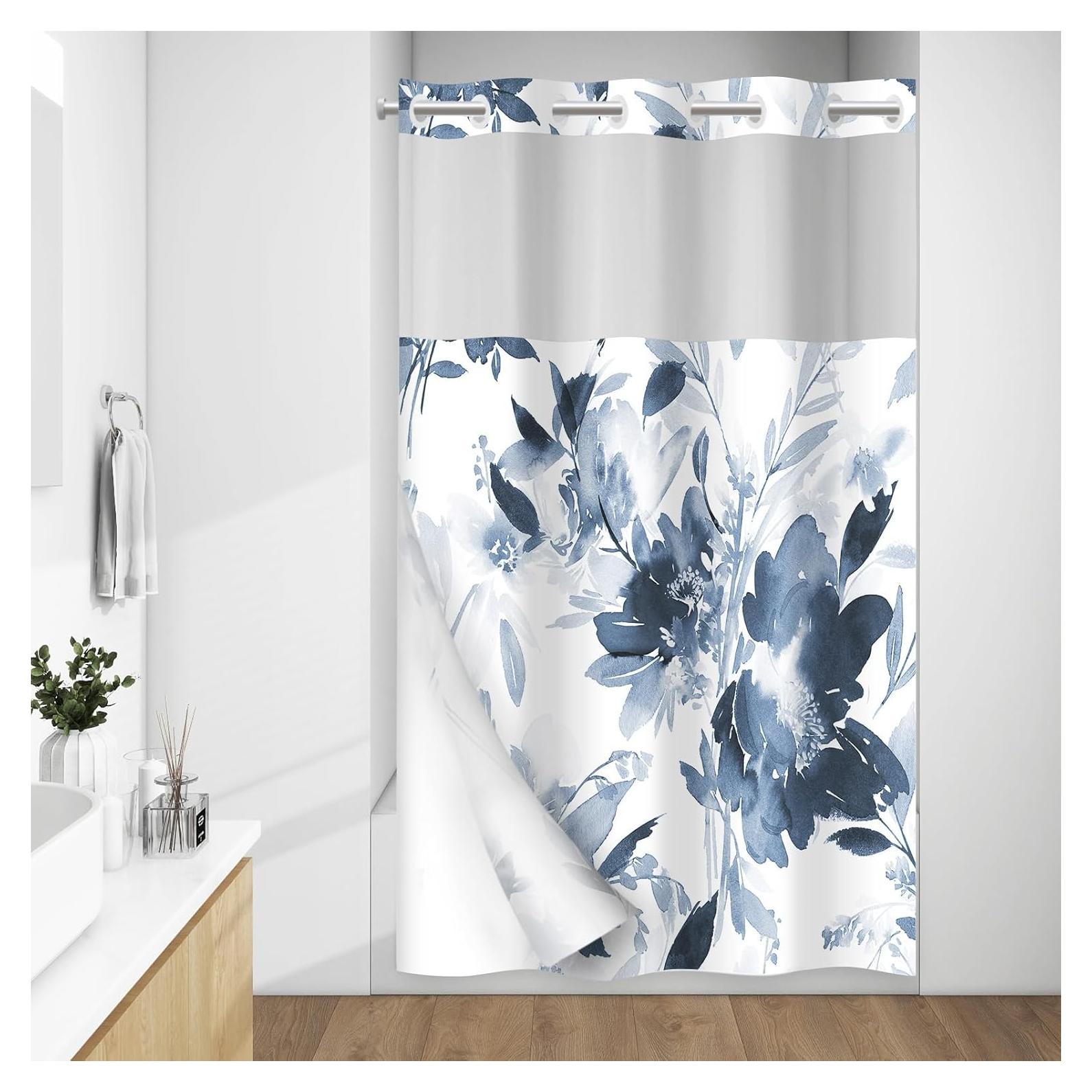 Cortina de Ducha Floral WITHLOC 137x203 cm Impermeable