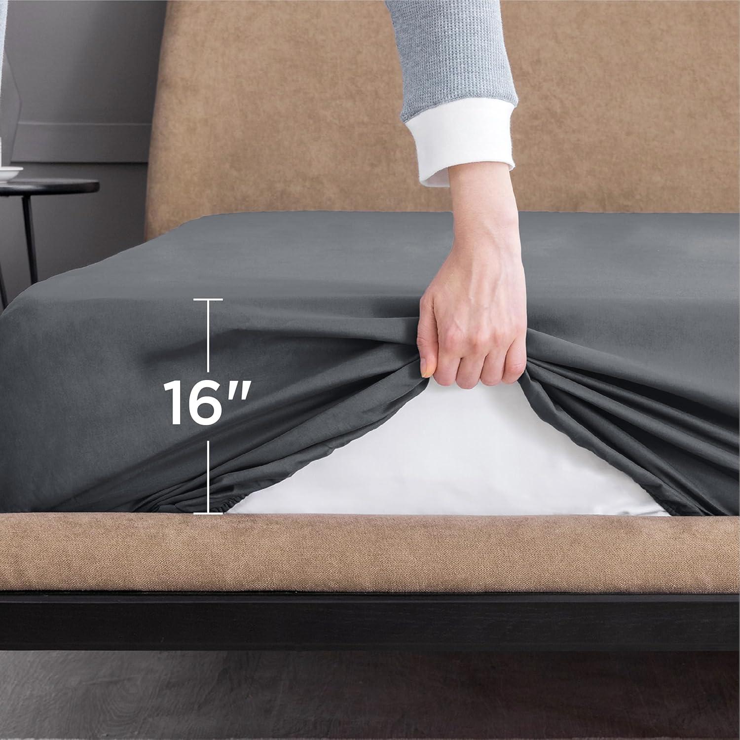 Sábana Ajustable Completo Bedsure Microfibra Gris 190.5x137.2 cm