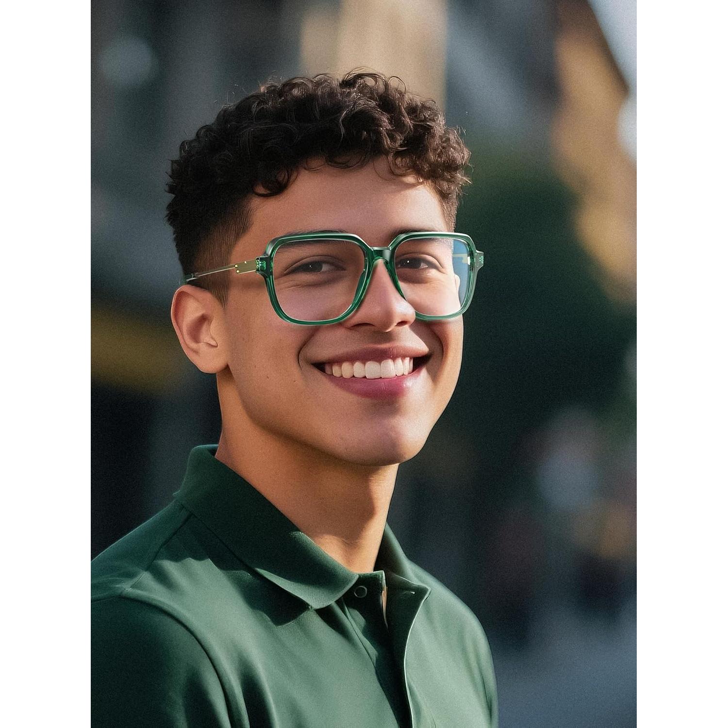 Gafas Bloqueo Luz Azul VISOONE Ryan Cuadradas TR90 Verde Albahaca