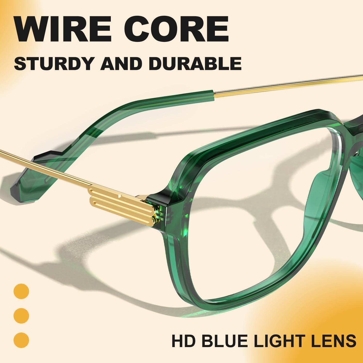 Gafas Bloqueo Luz Azul VISOONE Ryan Cuadradas TR90 Verde Albahaca