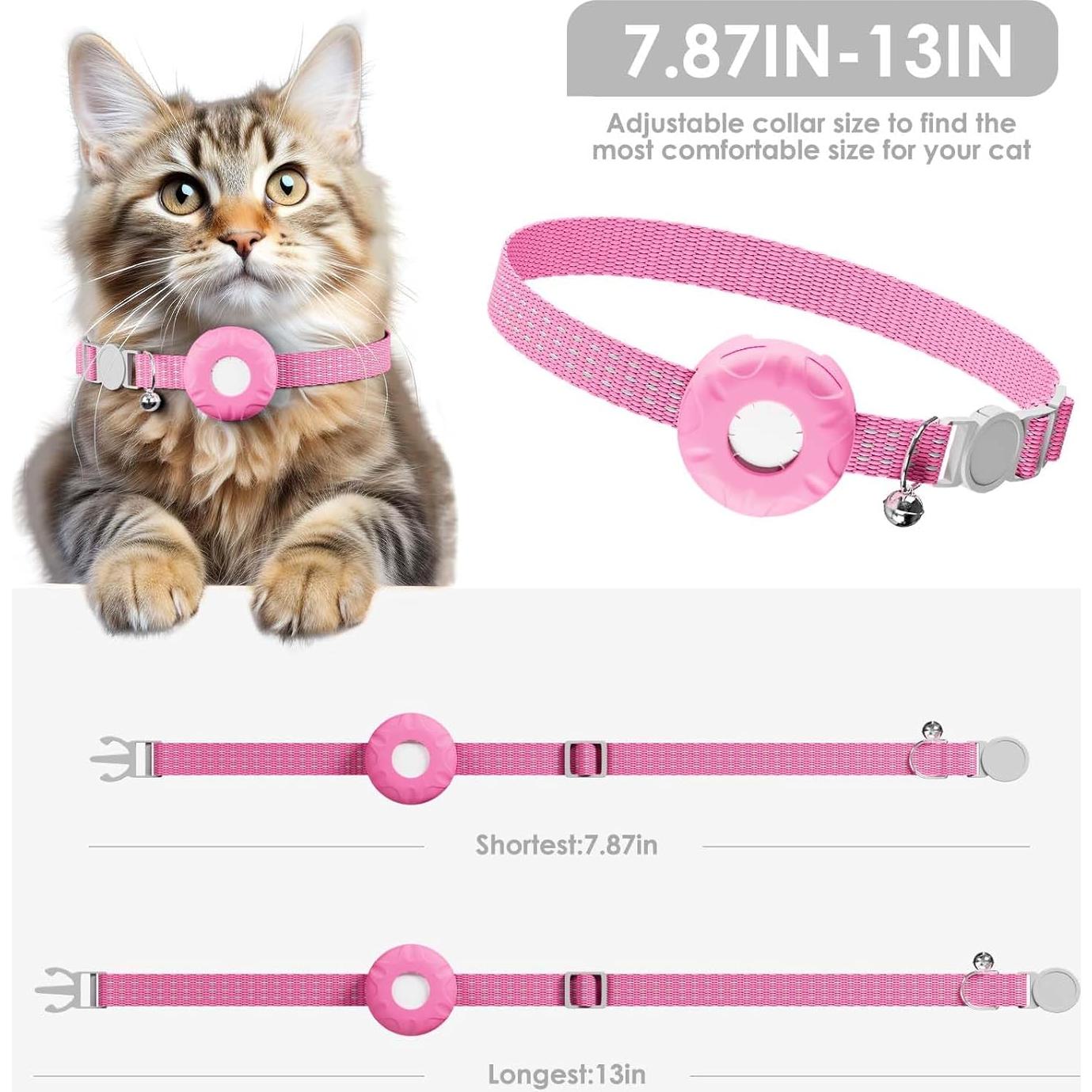 Rastreador GPS para Gatos ZFSJTAG con Collar Rosa y Sin Cuota