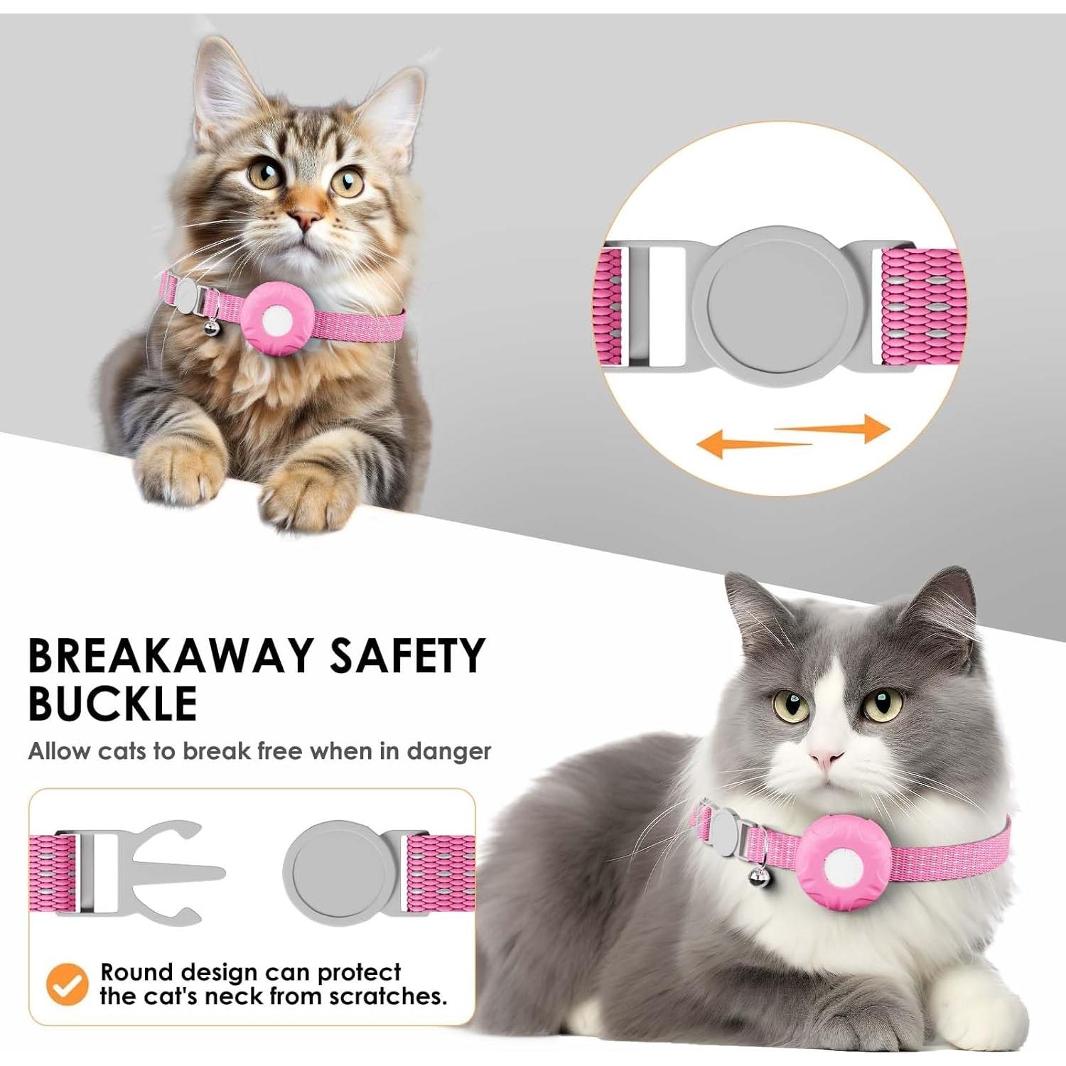 Rastreador GPS para Gatos ZFSJTAG con Collar Rosa y Sin Cuota