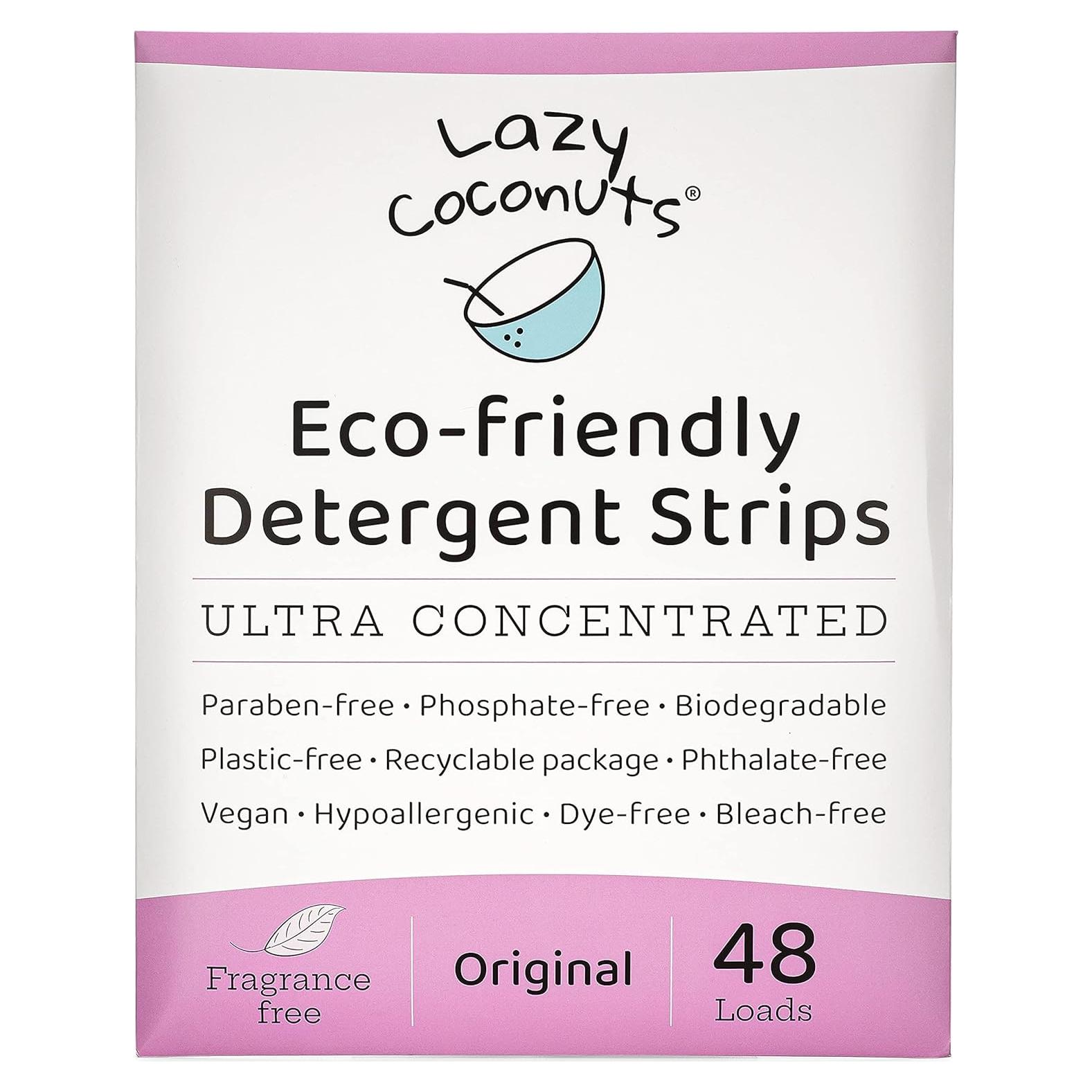 Detergente Ecológico en Tiras Lazy Coconuts - Sin Fragancia, 48 Unidades