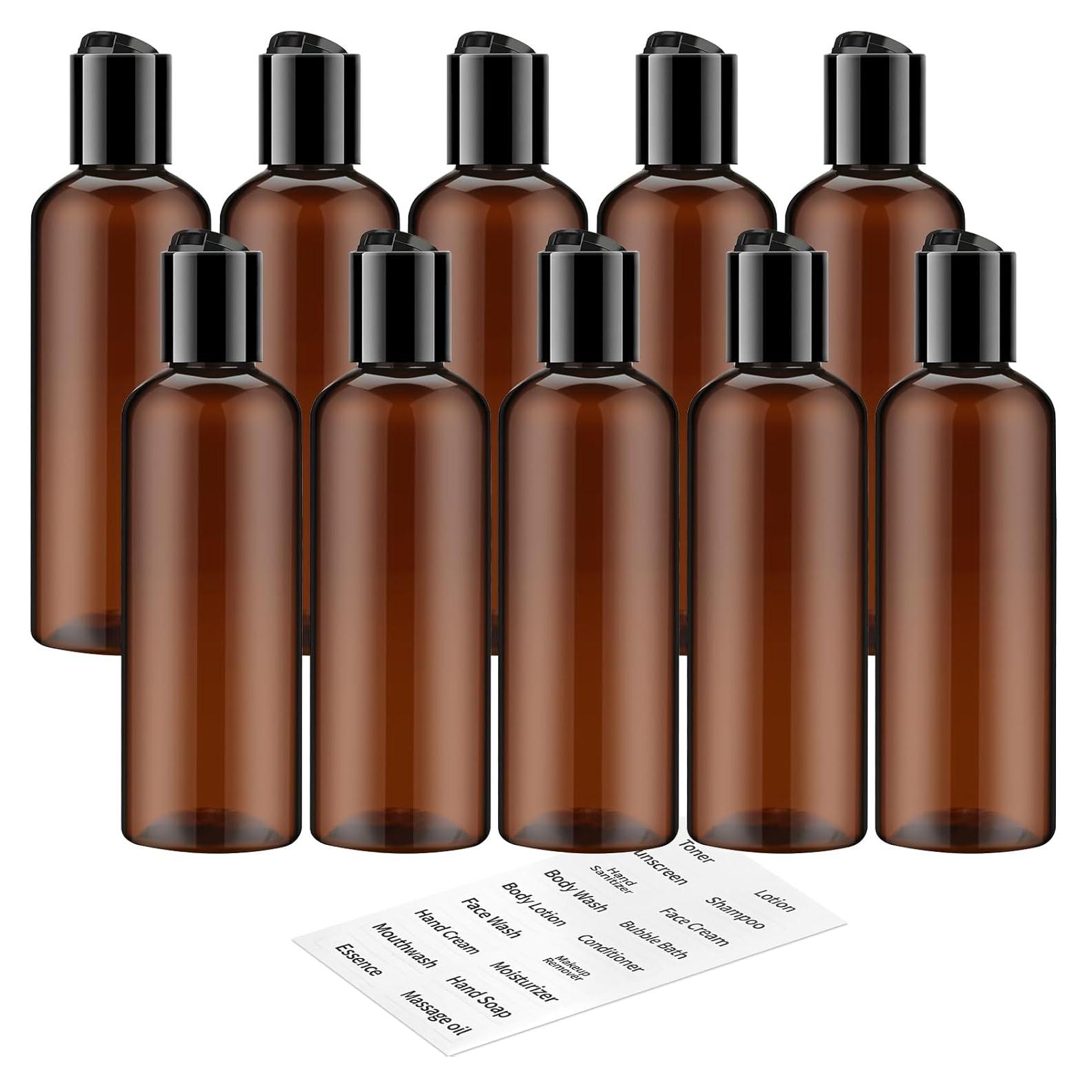 Paquete de 10 Botellas de Plástico Ámbar 100 ml TUZAZO