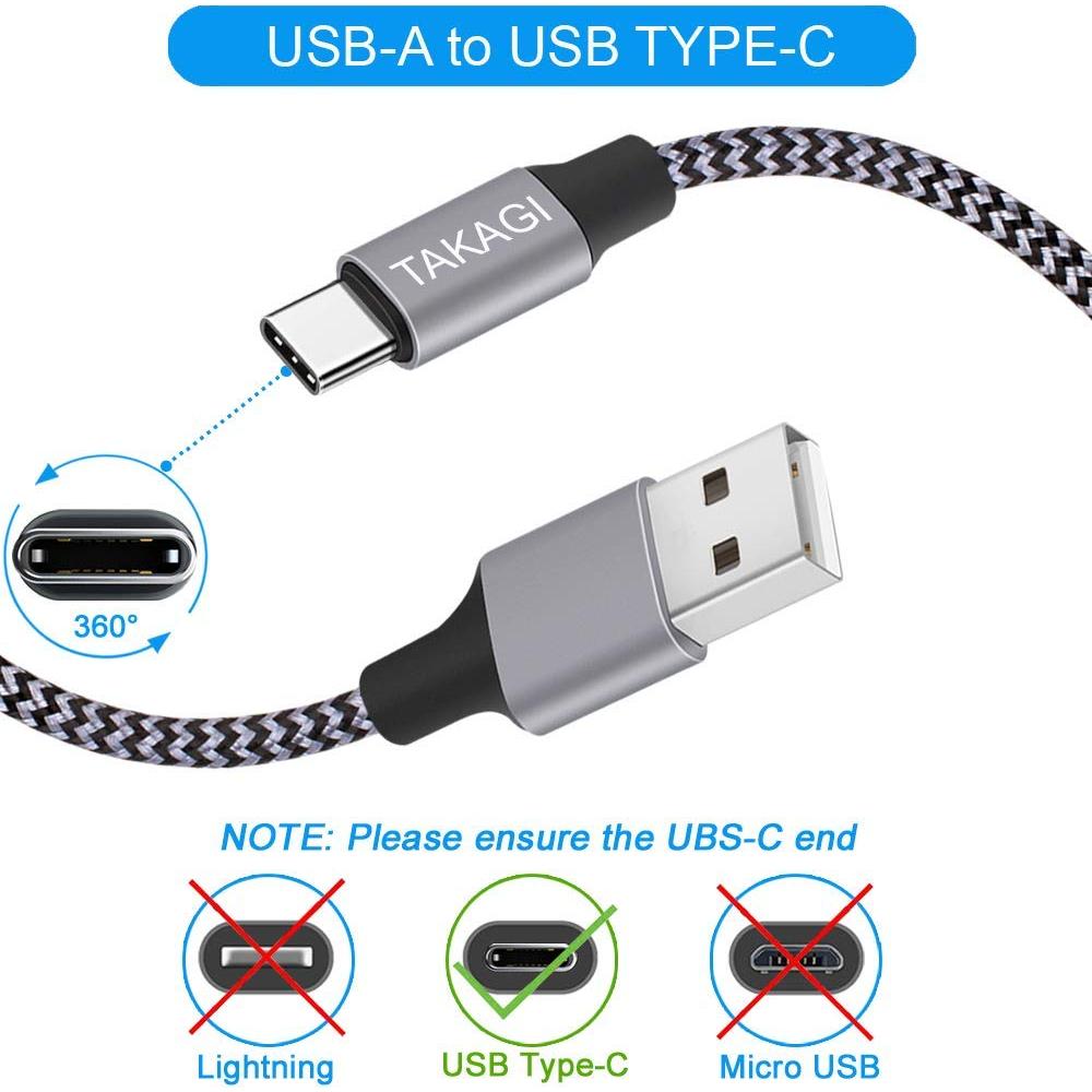 Cable USB A a USB C TAKAGI 3Pack 1.83m Carga Rápida