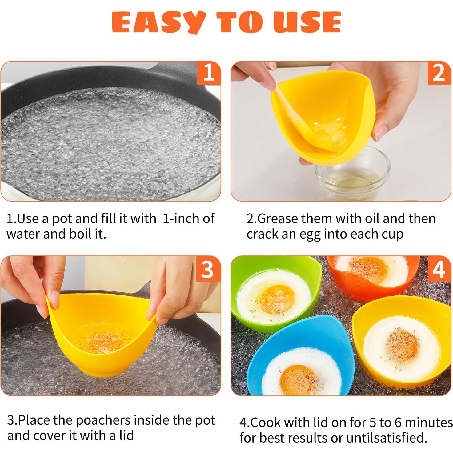 Escalfador de Huevos de Silicona LTWQLing - 4 Tazas Antiadherentes