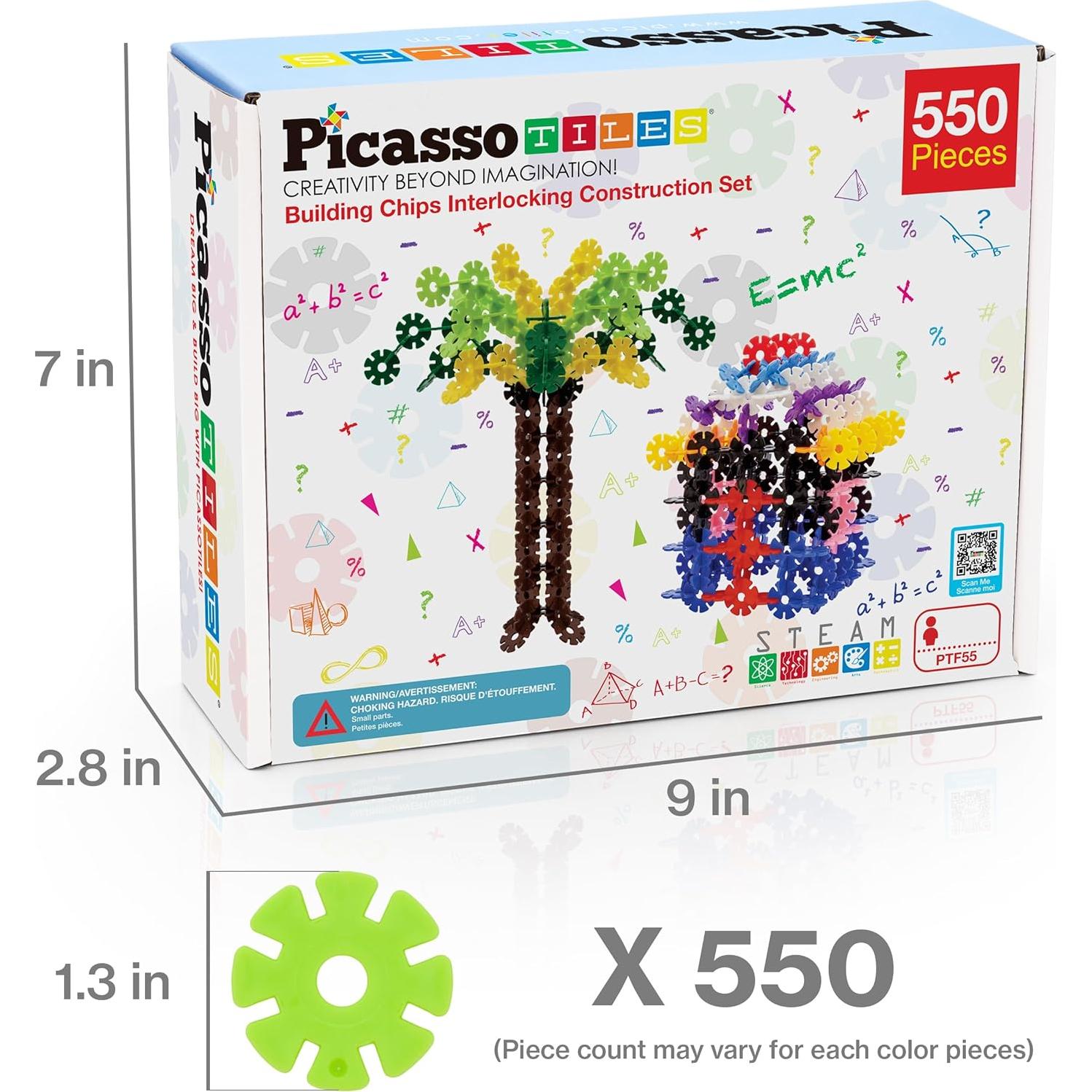 PicassoTiles 550 Piezas Bloques de Construcción Interconectables