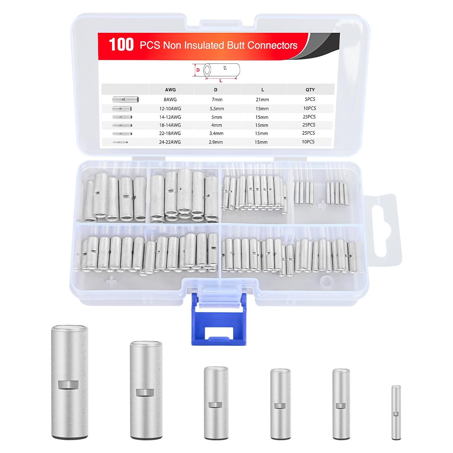 Kit de Conectores de Empalme No Aislados Nilight 100PCS Cobre Puro