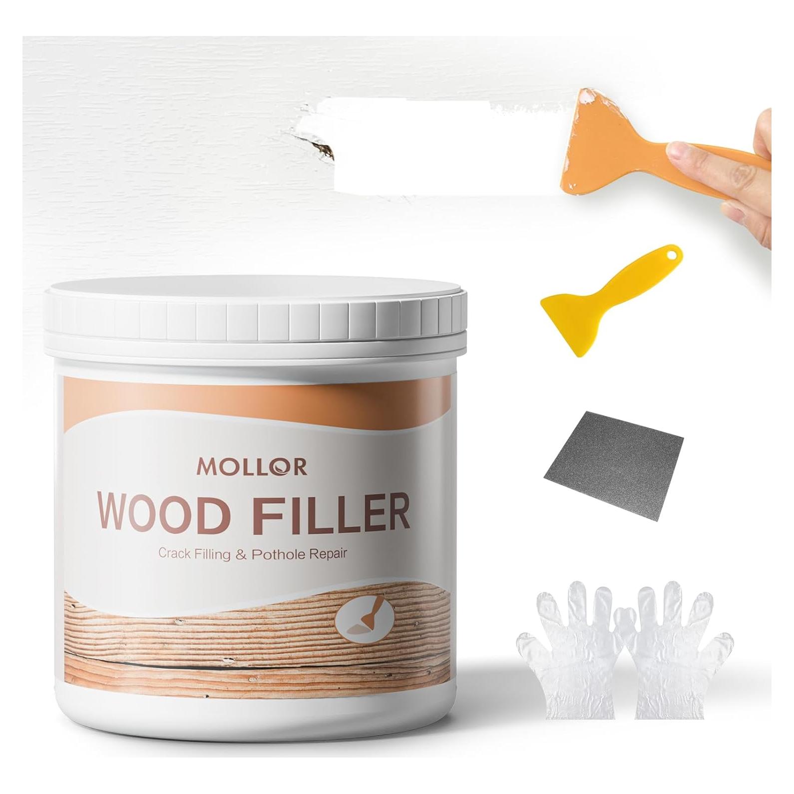 Masilla para Madera Mollor 1kg Blanca Multiusos Reparación