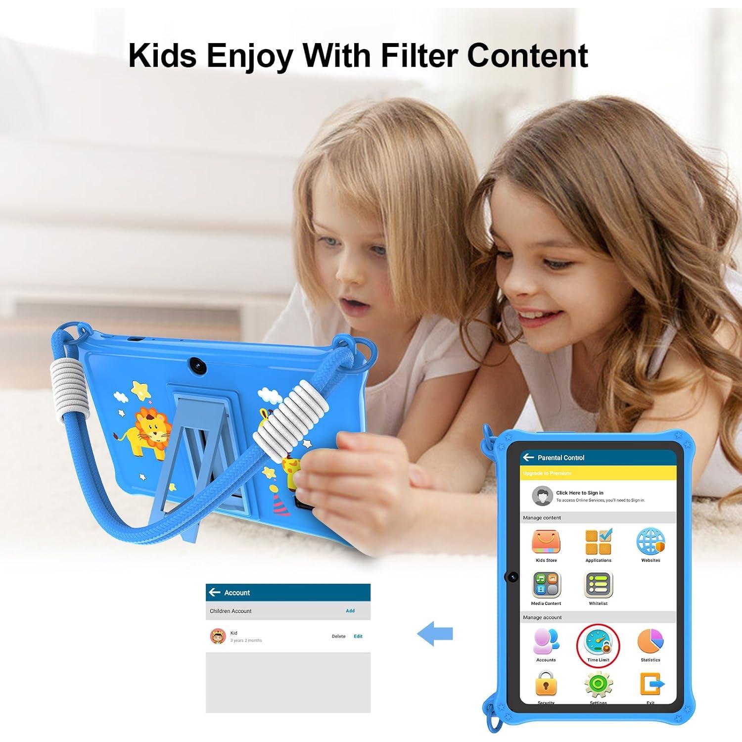 Tableta para Niños PRITOM K7 7" 32GB Android 13 Azul