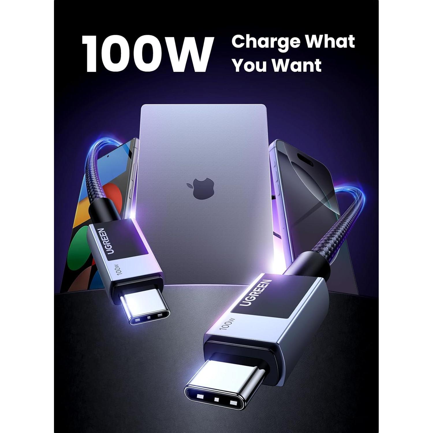 UGREEN Cable USB C 0.49m - Carga Rápida 100W para iPhone 15