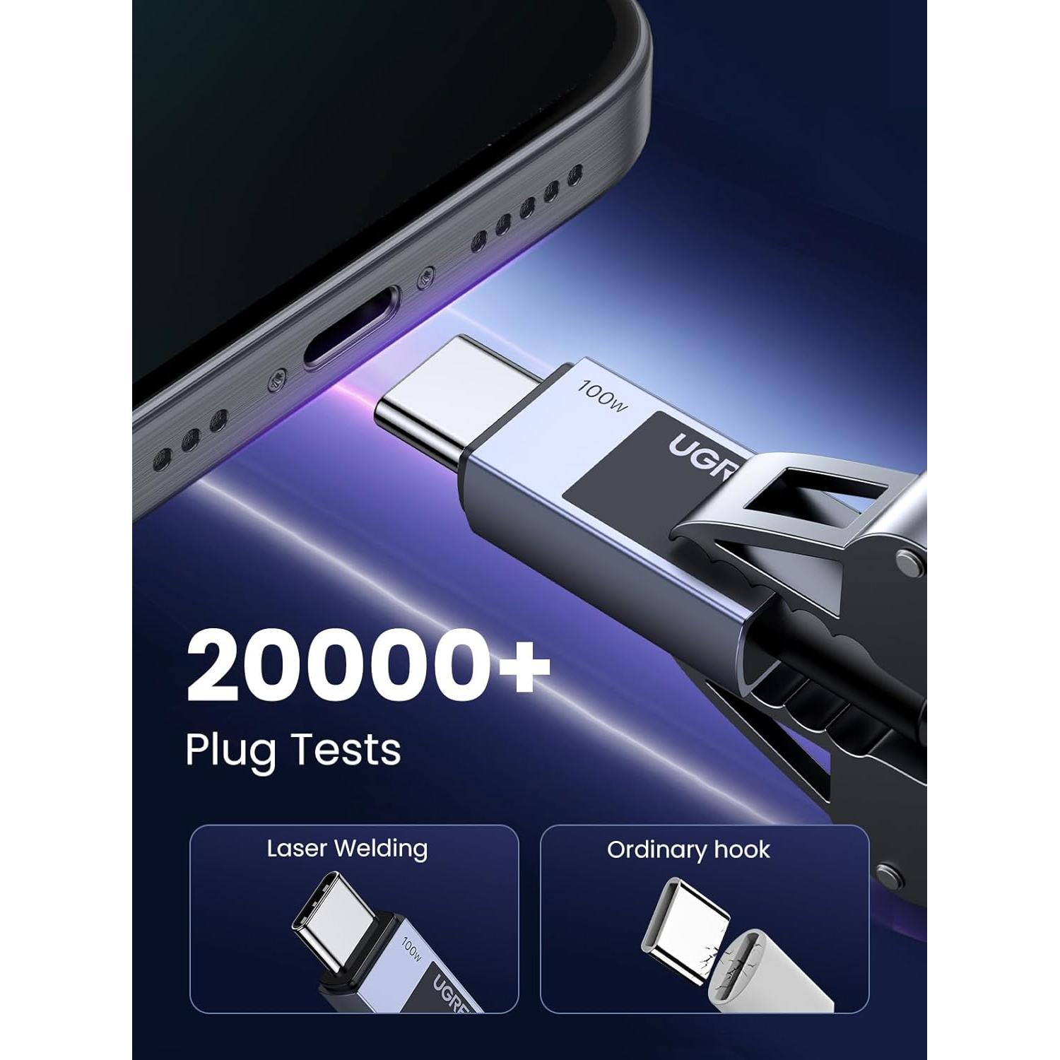 UGREEN Cable USB C 0.49m - Carga Rápida 100W para iPhone 15