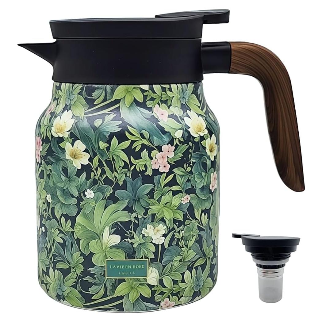 Termo de Té MofivKce 875ml Vintage Acero Inoxidable Floral
