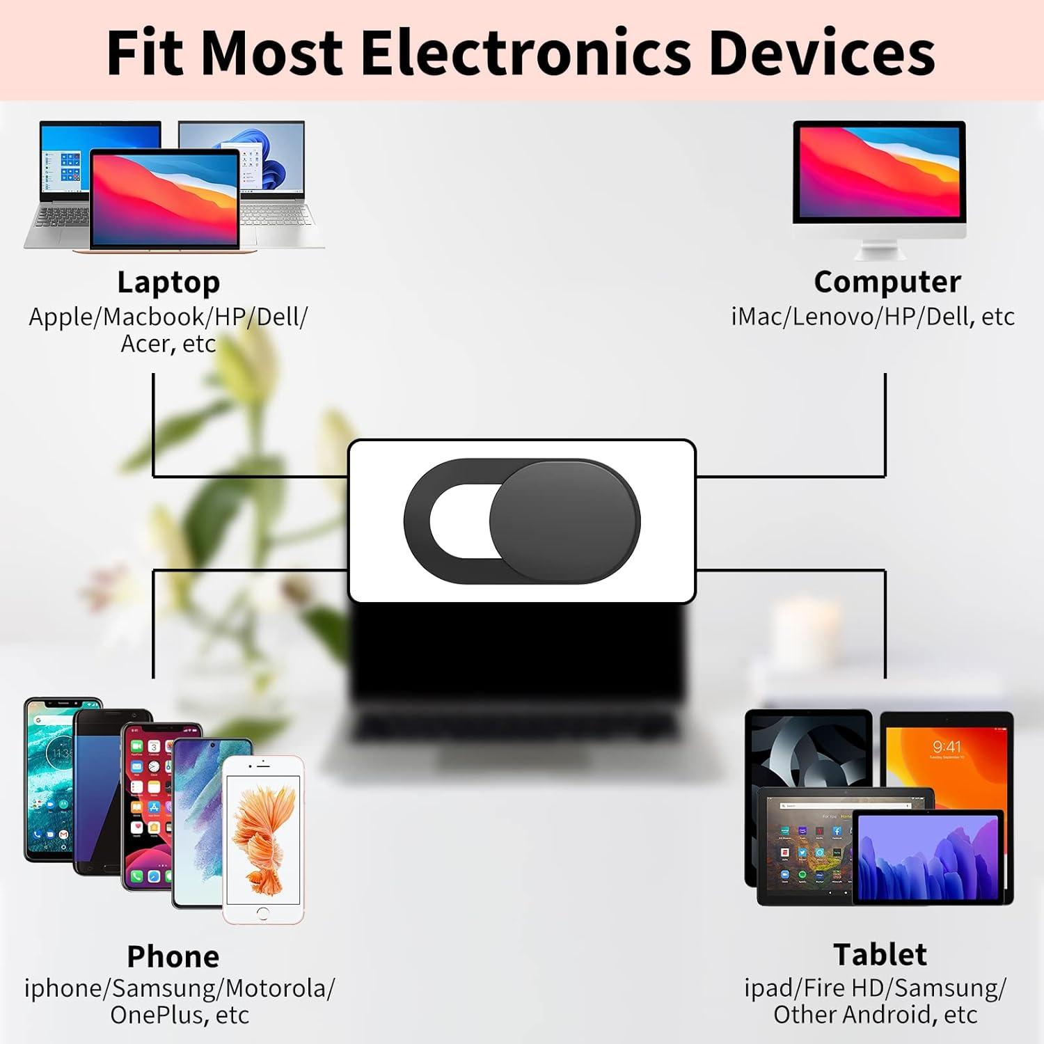 Cubierta Webcam Yilador Ultra Delgada 3 Unidades Negro