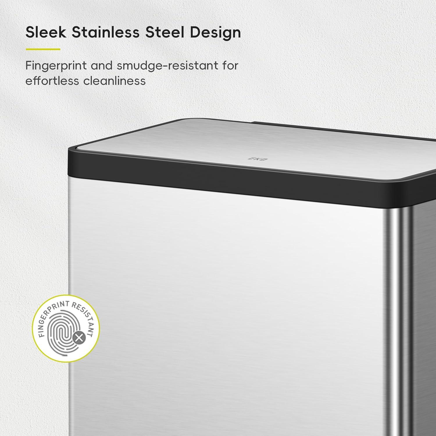 Cubo de Basura EKO EcoCasa II 40L Doble Compartimento Acero Inoxidable