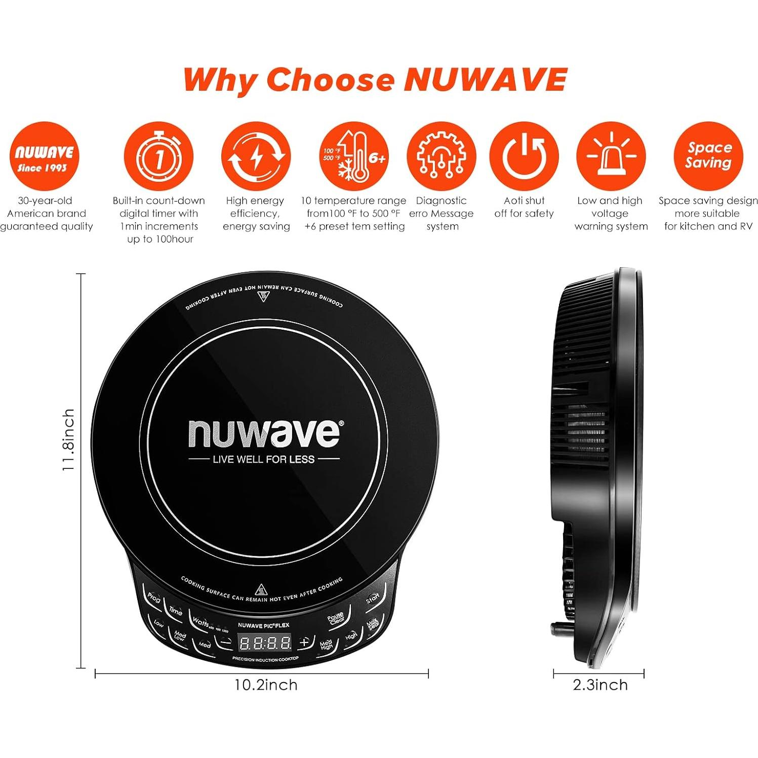 Cocina de Inducción Nuwave PIC Flex 1300W Vidrio Cerámico