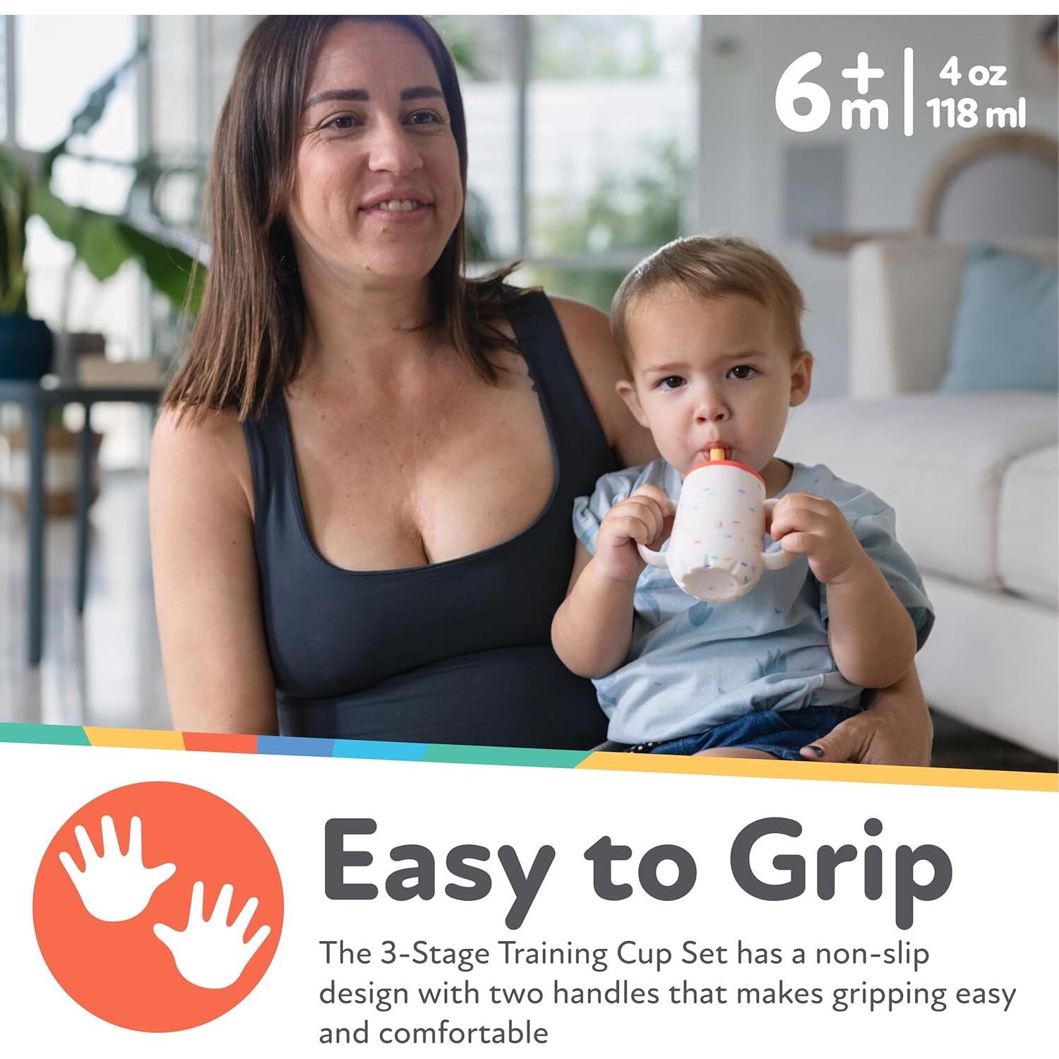 Nuby Set de Tazas de Entrenamiento 3 Etapas 120 mL Azul