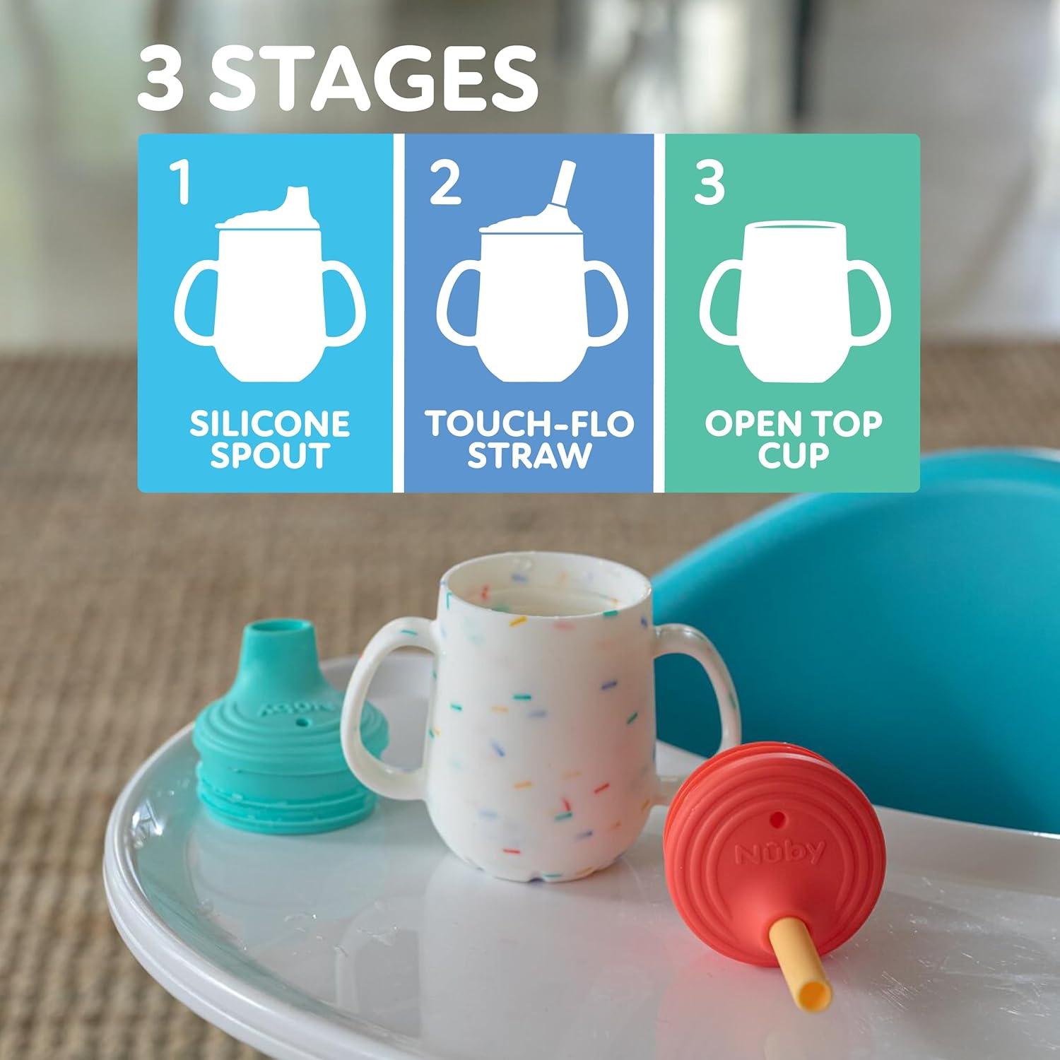 Nuby Set de Tazas de Entrenamiento 3 Etapas 120 mL Azul