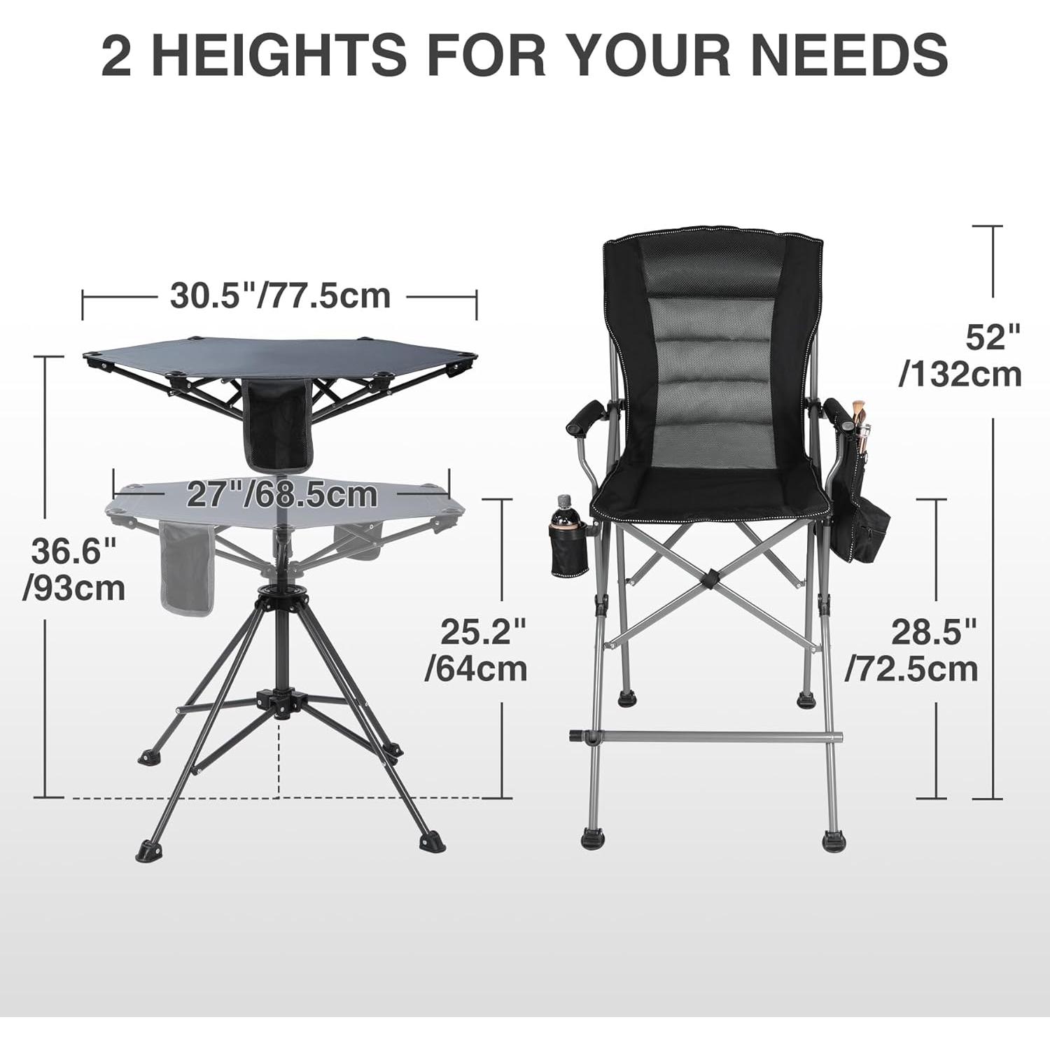 Juego de Sillas Plegables Altas y Mesa Ajustable Stonehomy