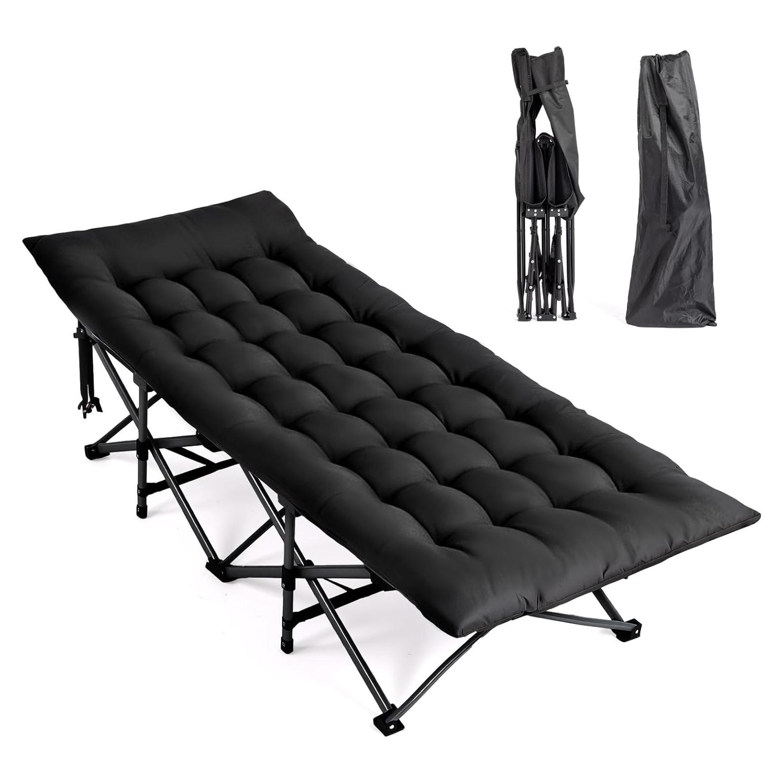 Cama Plegable para Camping VINGLI con Colchón Desmontable Negro