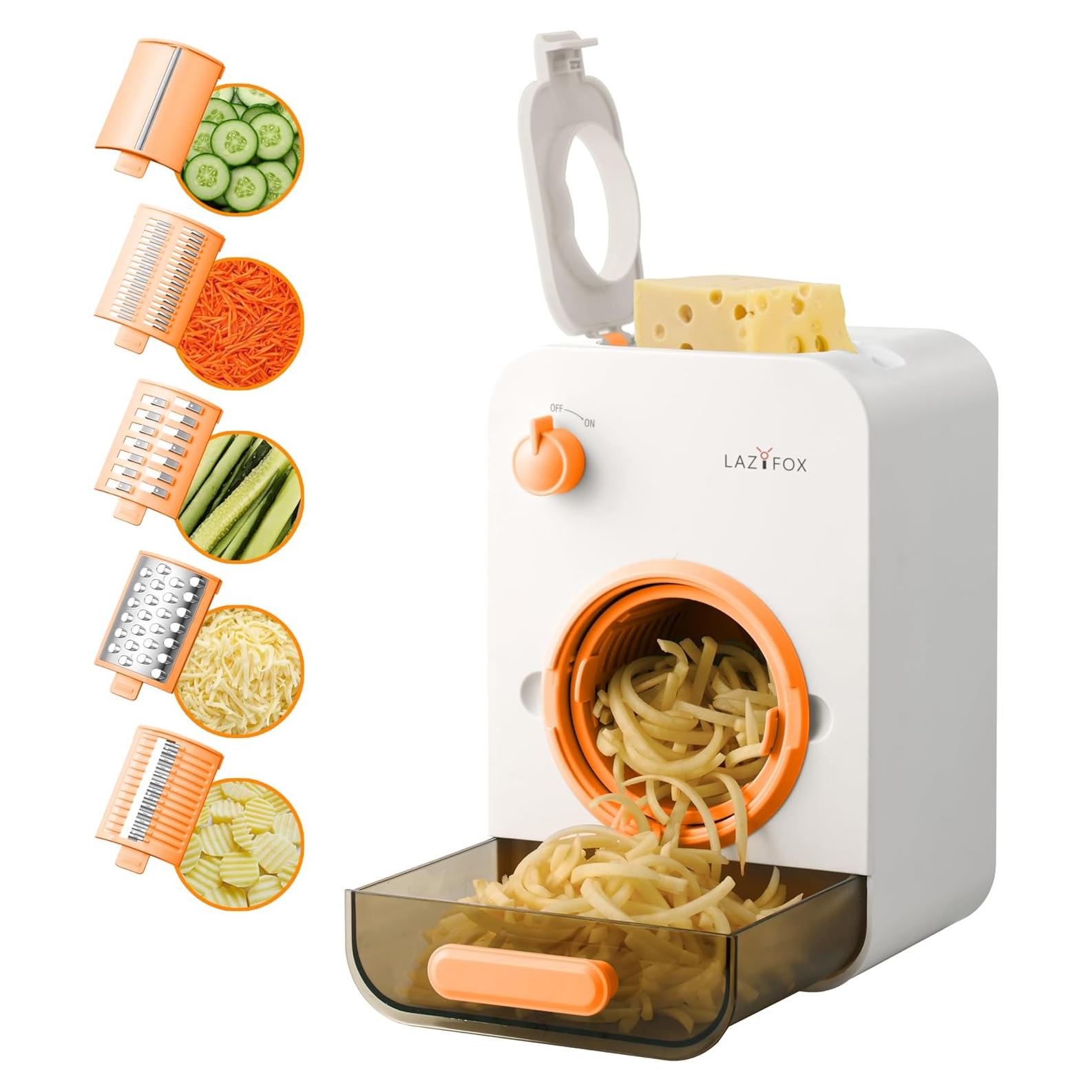 Rallador Eléctrico 5 en 1 LAZYFOX - Cuchillas Acero Inoxidable