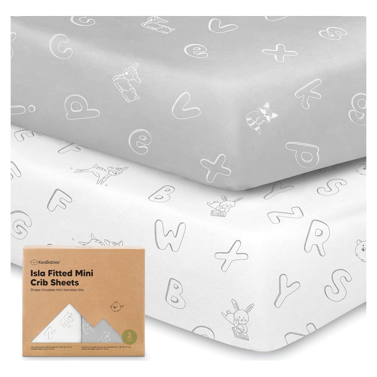 Sábanas Ajustadas para Cuna Mini KeaBabies - 2 Piezas 96.5x66 cm