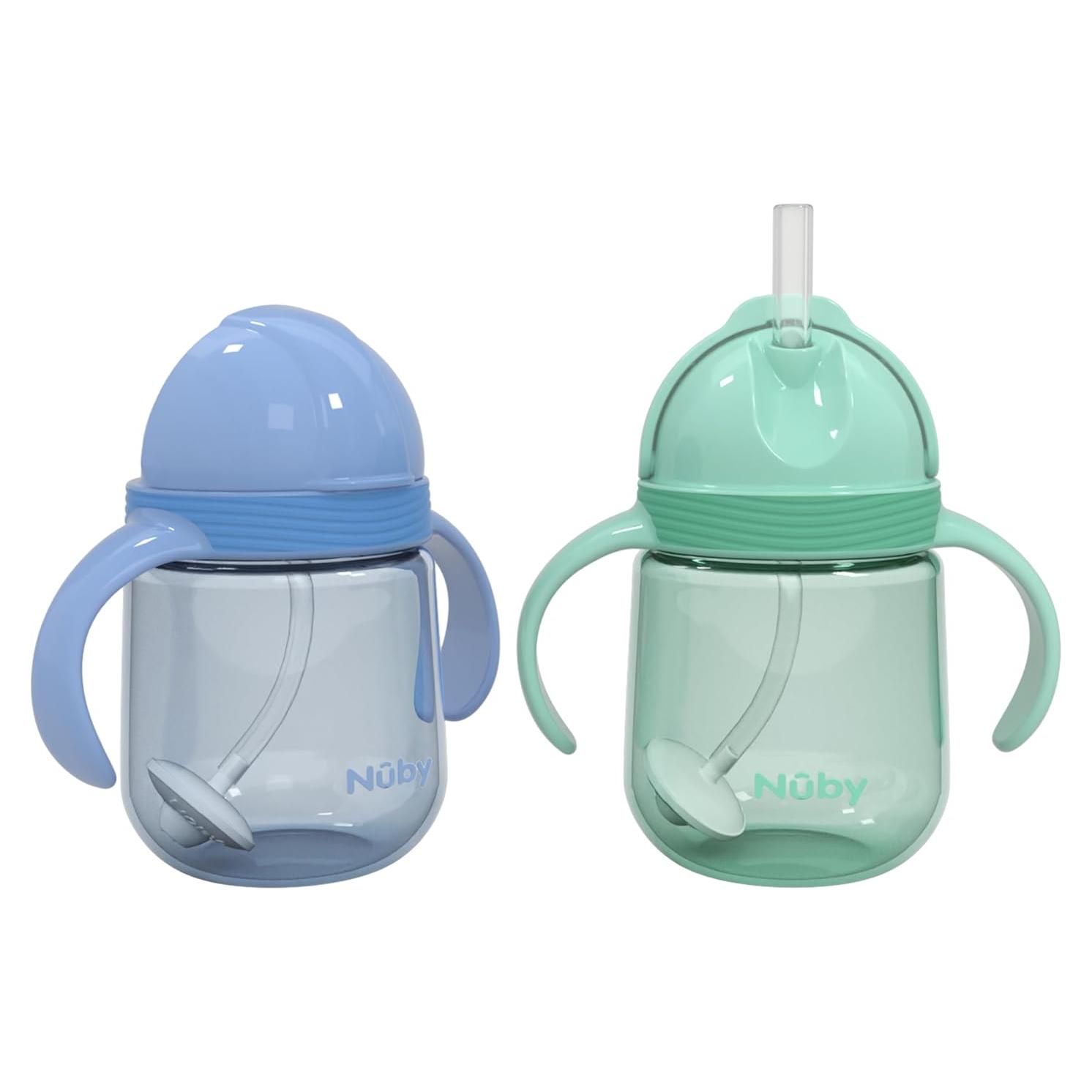 Vaso Entrenador Nuby Clik-It 240 ml con Popote 360° Azul/Verde