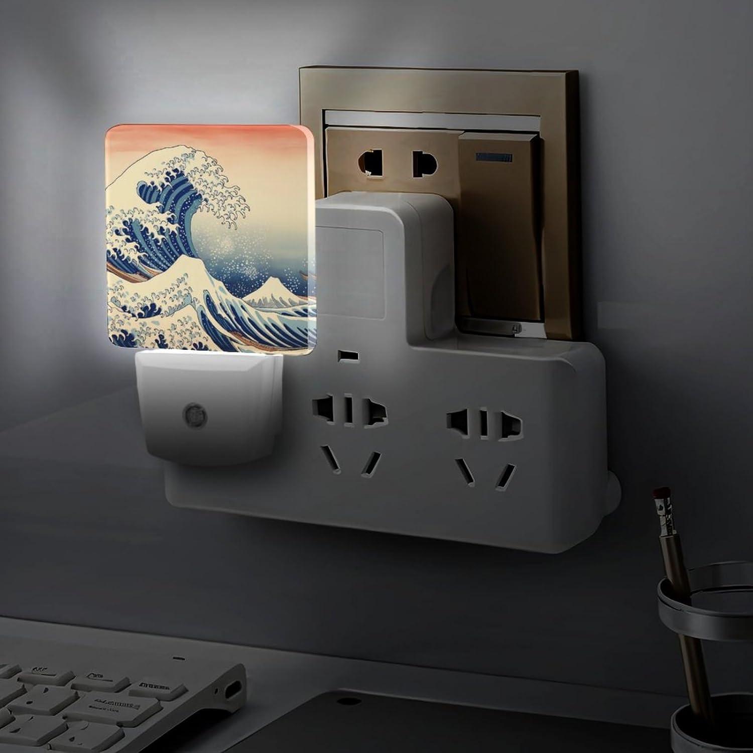 Luz Nocturna LED Enchufable YKJAHSD Olas del Océano 11.5x7.5 cm