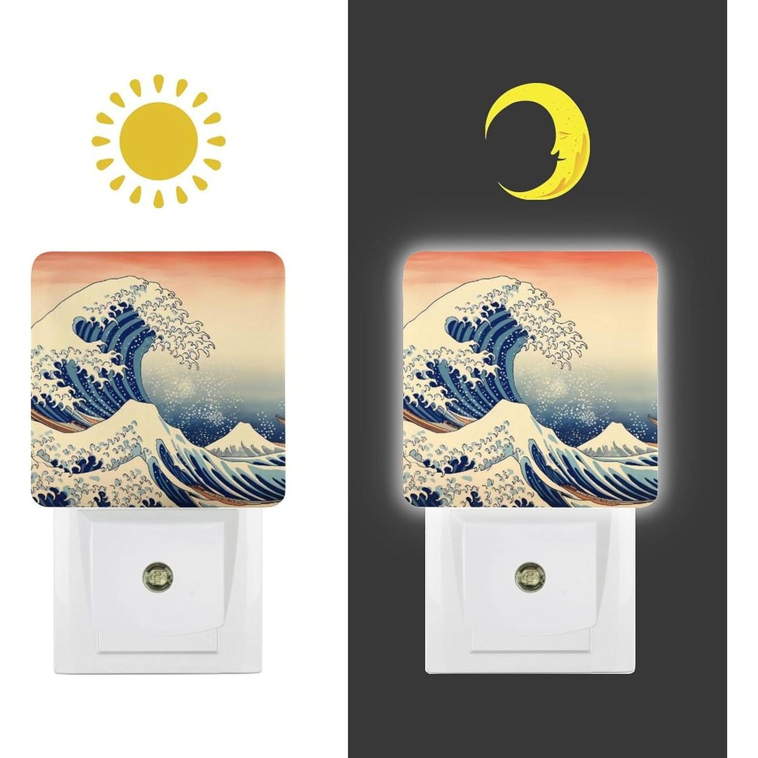 Luz Nocturna LED Enchufable YKJAHSD Olas del Océano 11.5x7.5 cm