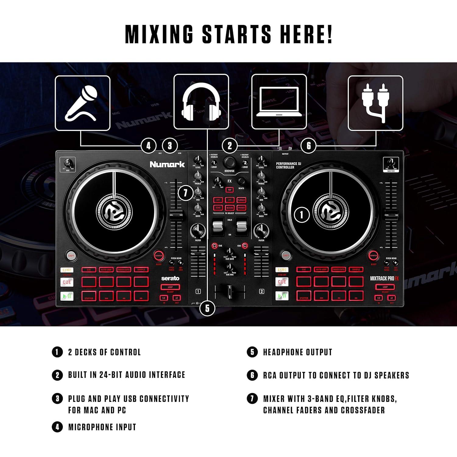 Controlador DJ Numark Mixtrack Pro FX + Auriculares HF125