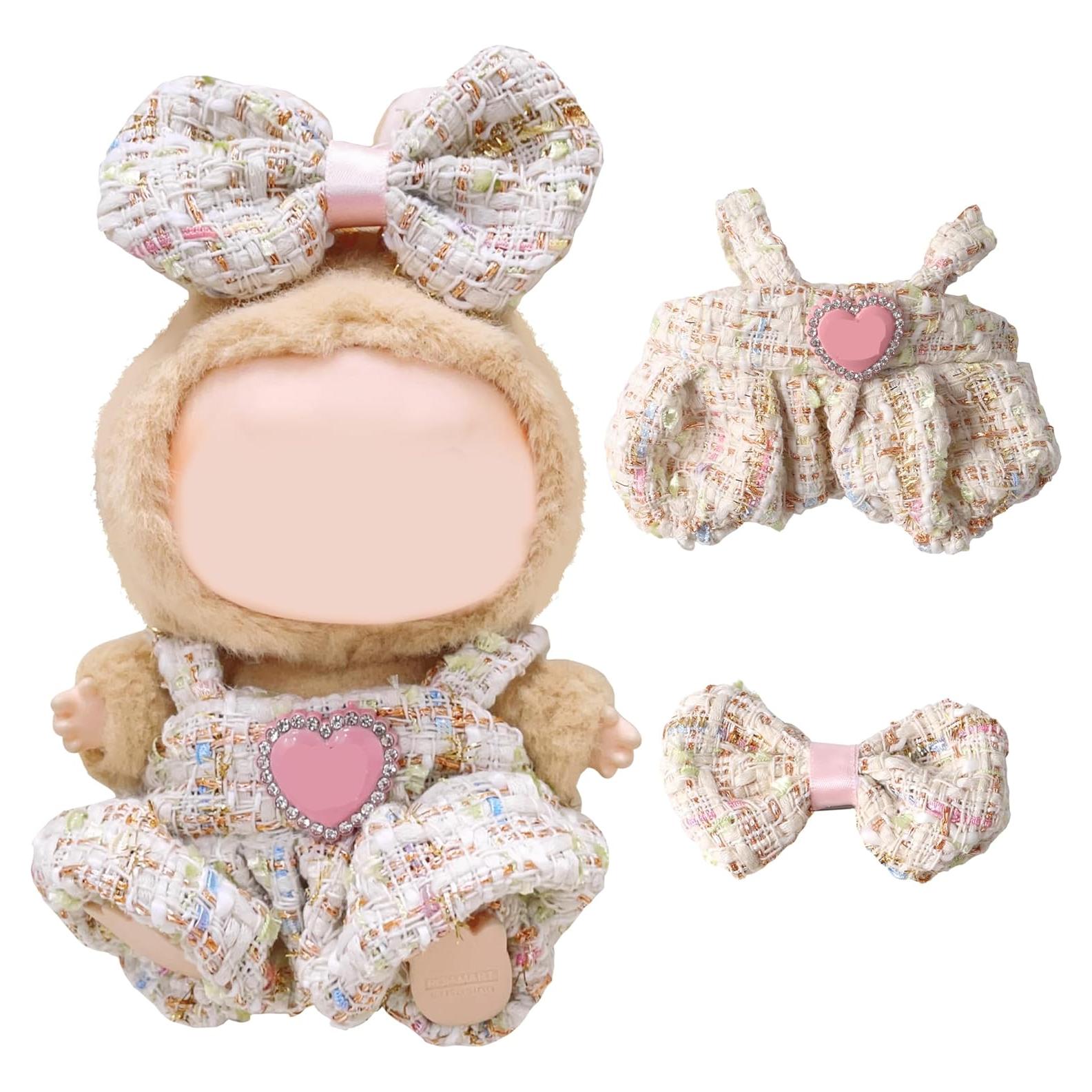 Conjunto de Ropa para Muñecas Labubu Beige 2 Piezas 17cm