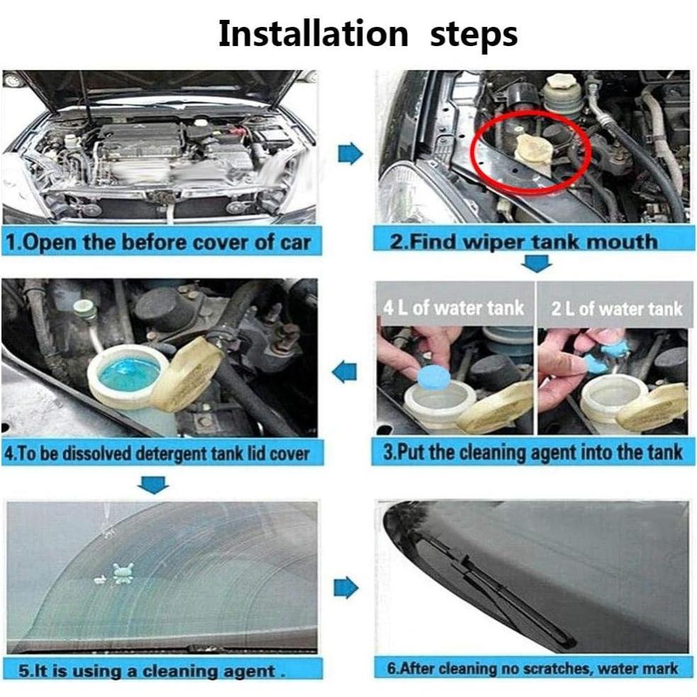 Limpiador de Parabrisas Dweekiy 6 Tabletas Efervescentes 24L