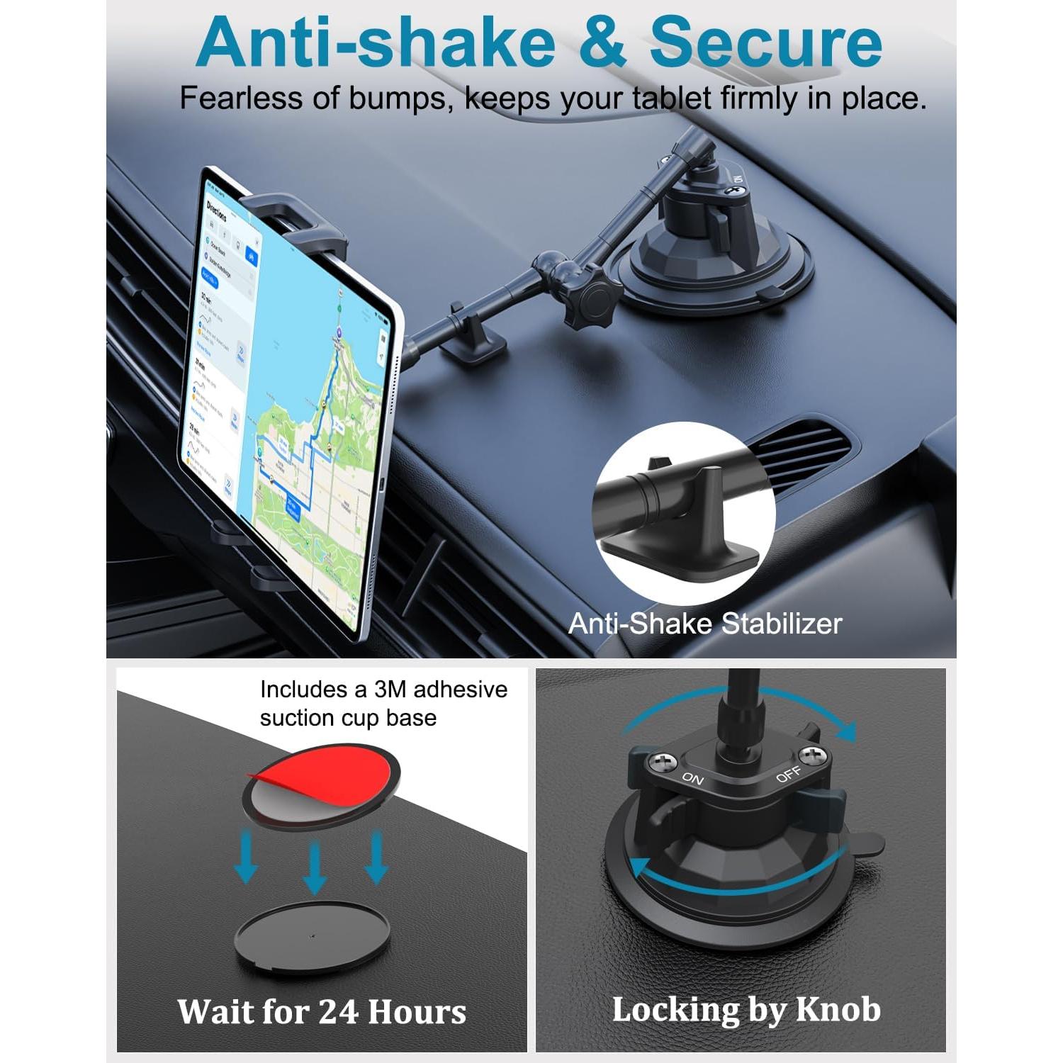 Soporte para Tableta CANHET con Ventosa 85mm y Brazo 25cm