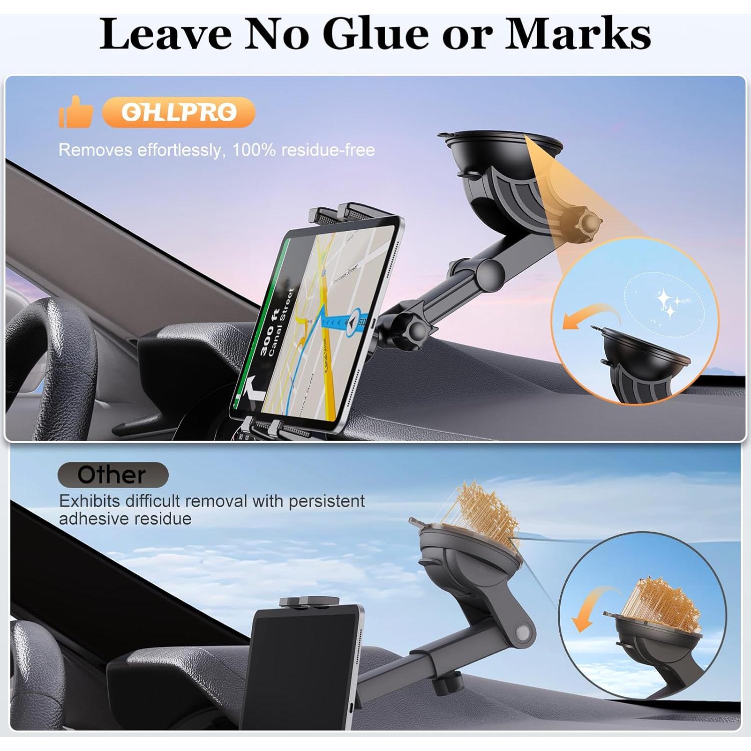 Soporte para Tableta OHLPRO Ajustable para Coche - Ventosa Fuerte