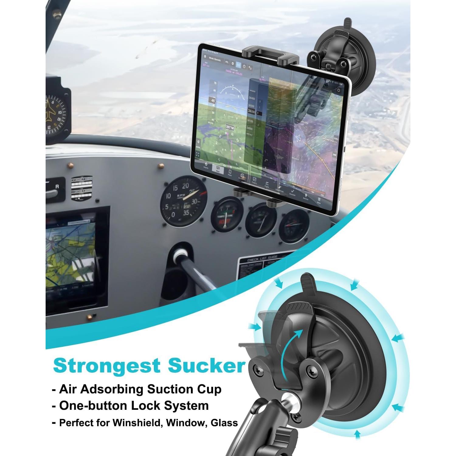 Soporte de Tableta para Pilotos Dosvsi con Ventosa Fuerte 4-13"