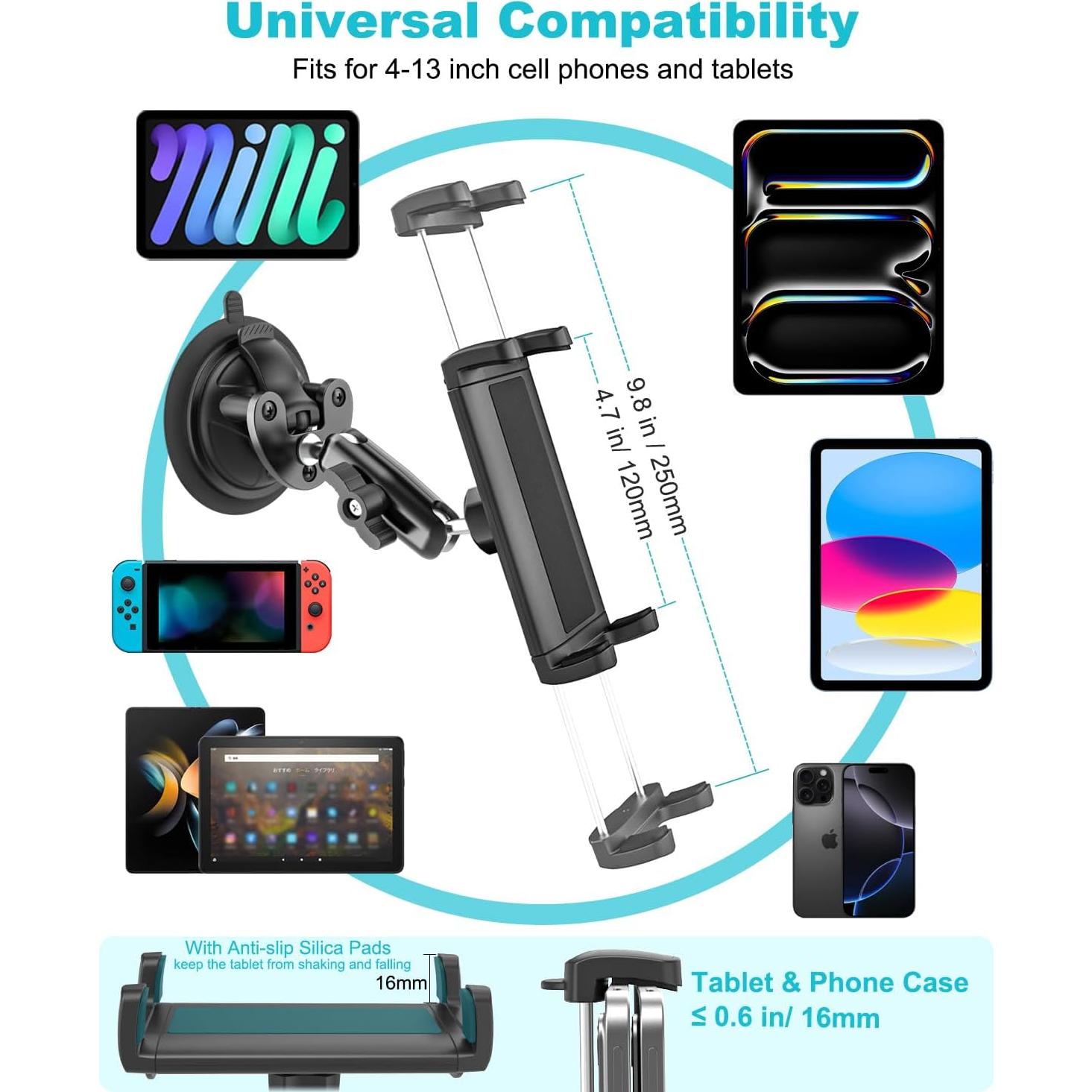 Soporte de Tableta para Pilotos Dosvsi con Ventosa Fuerte 4-13"