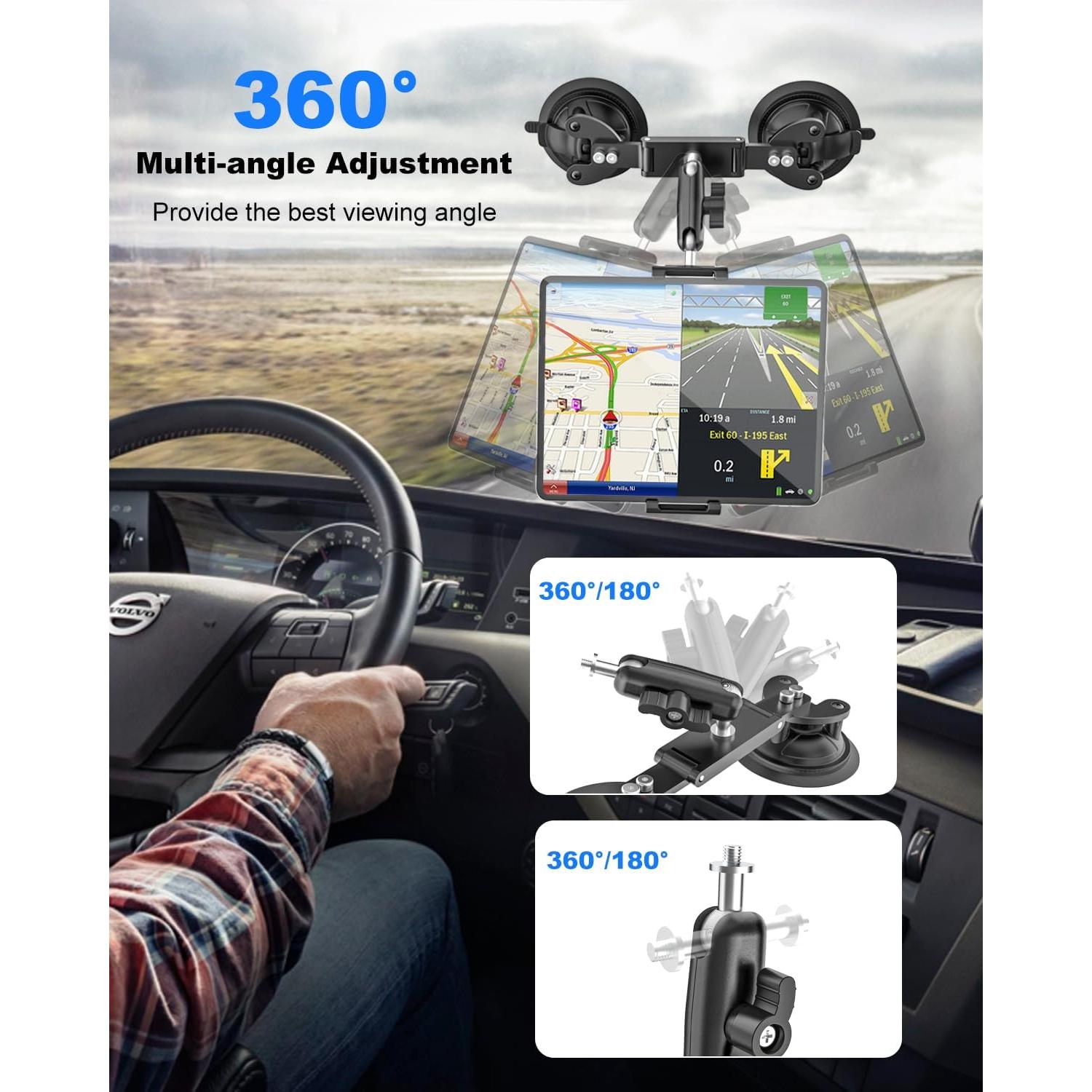 Soporte de Tablet Doble Ventosa Kolasels para Coche 5.5-15.6"