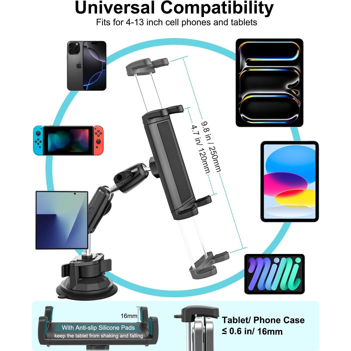 Soporte de Tableta con Ventosa Dosvsi para Tractor 4-13"