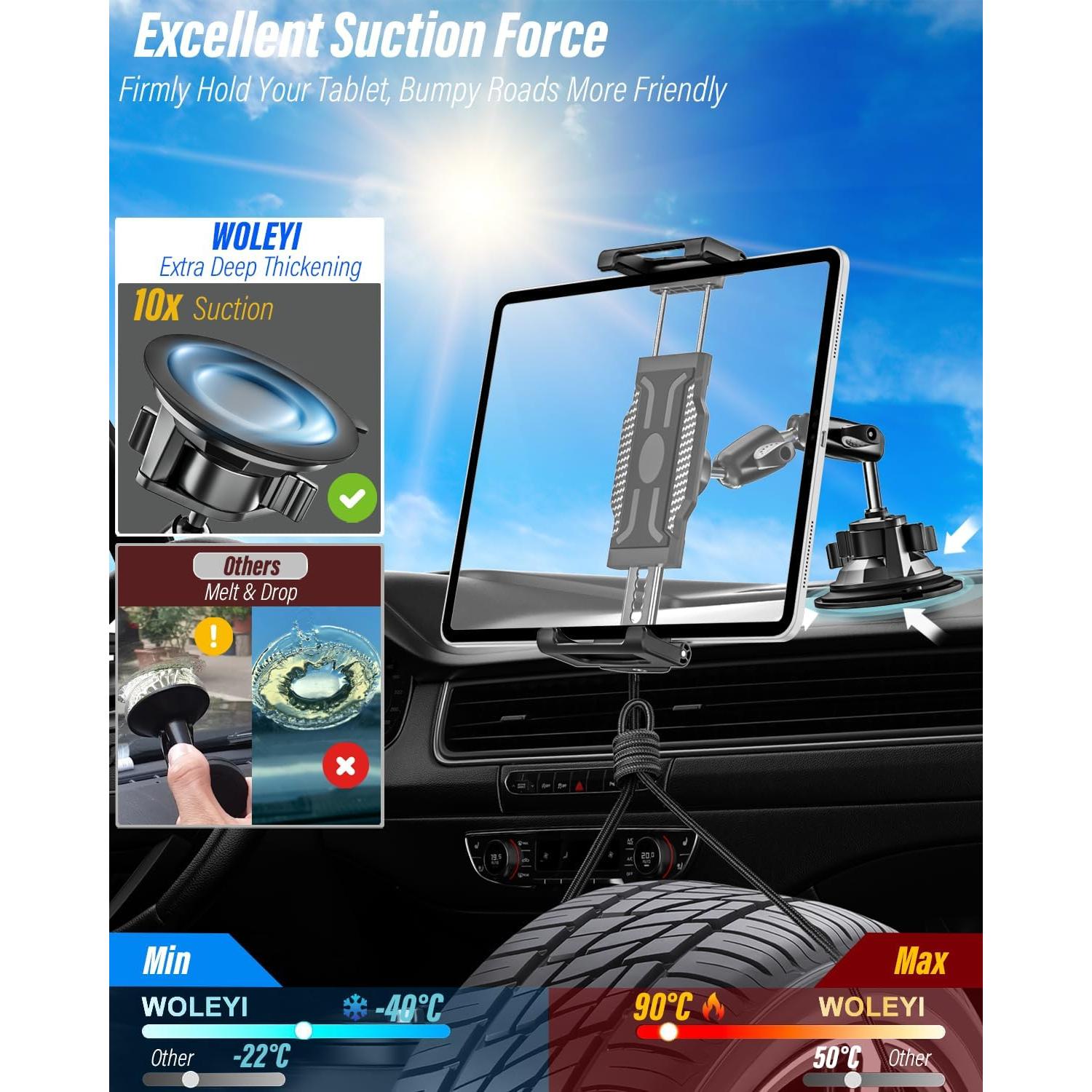 Soporte para Tablet Woleyi para Coche con Ventosa 8.5x29cm