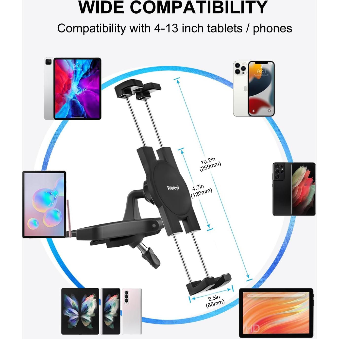 Soporte para Tablet en Ranura CD Woleyi - Ajustable 4-13"
